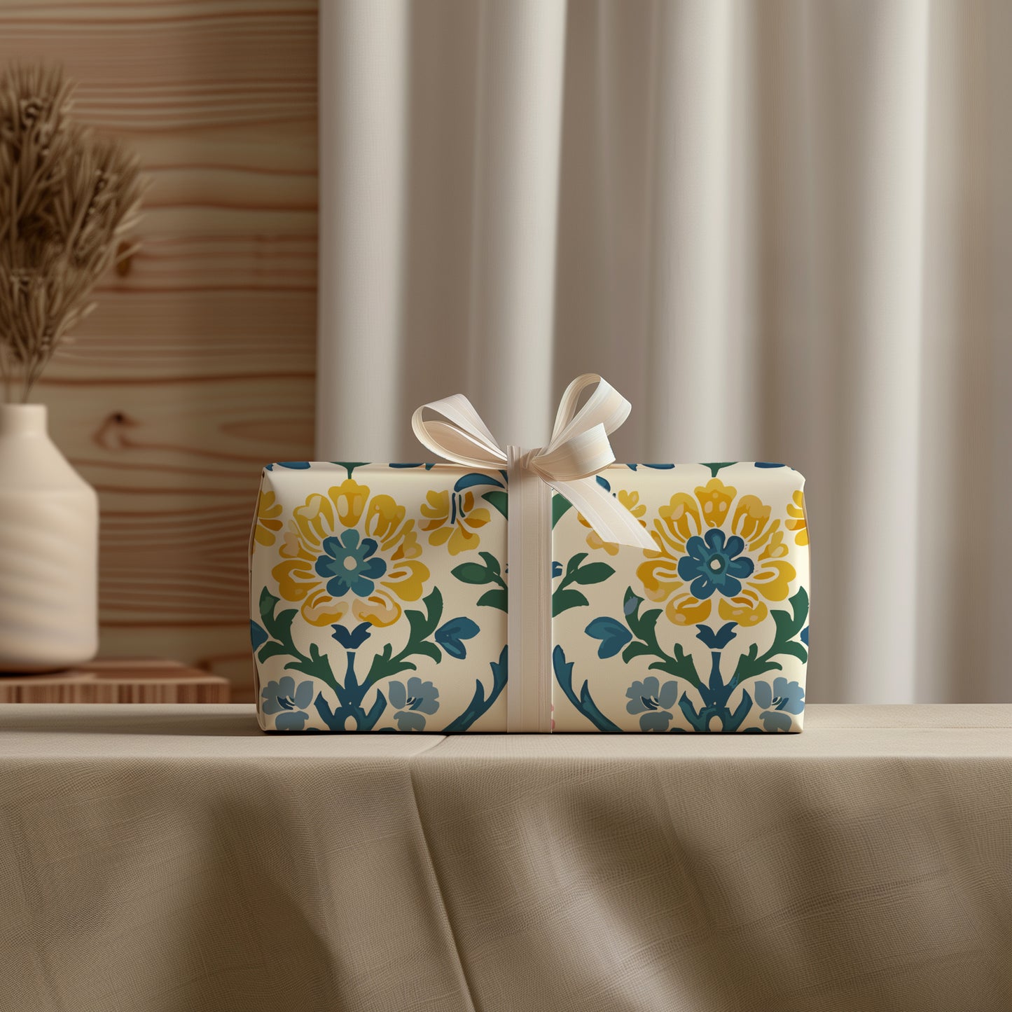 Mediterranean Colorful Floral Gift Wrapping Paper