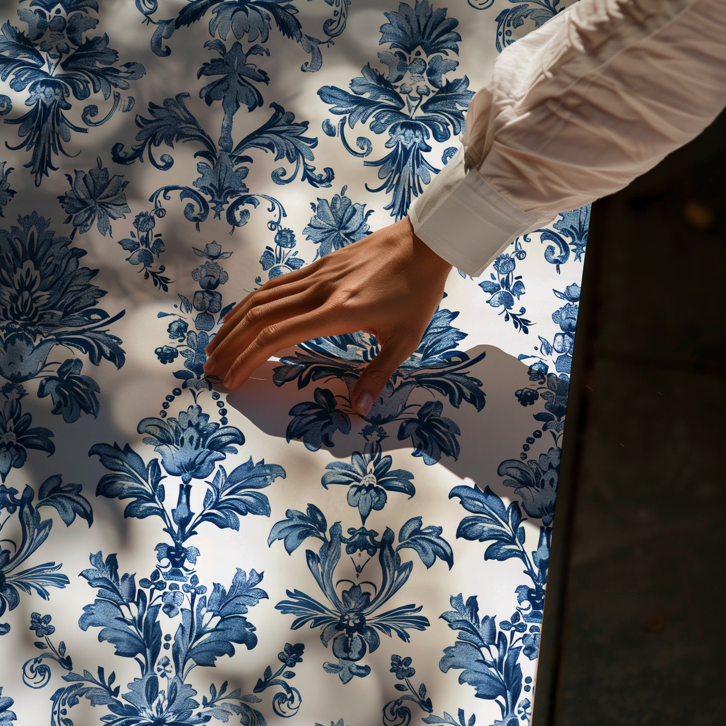 Toile De Jouy Blue Vintage Arabesk and Floral Gift Wrapping Paper