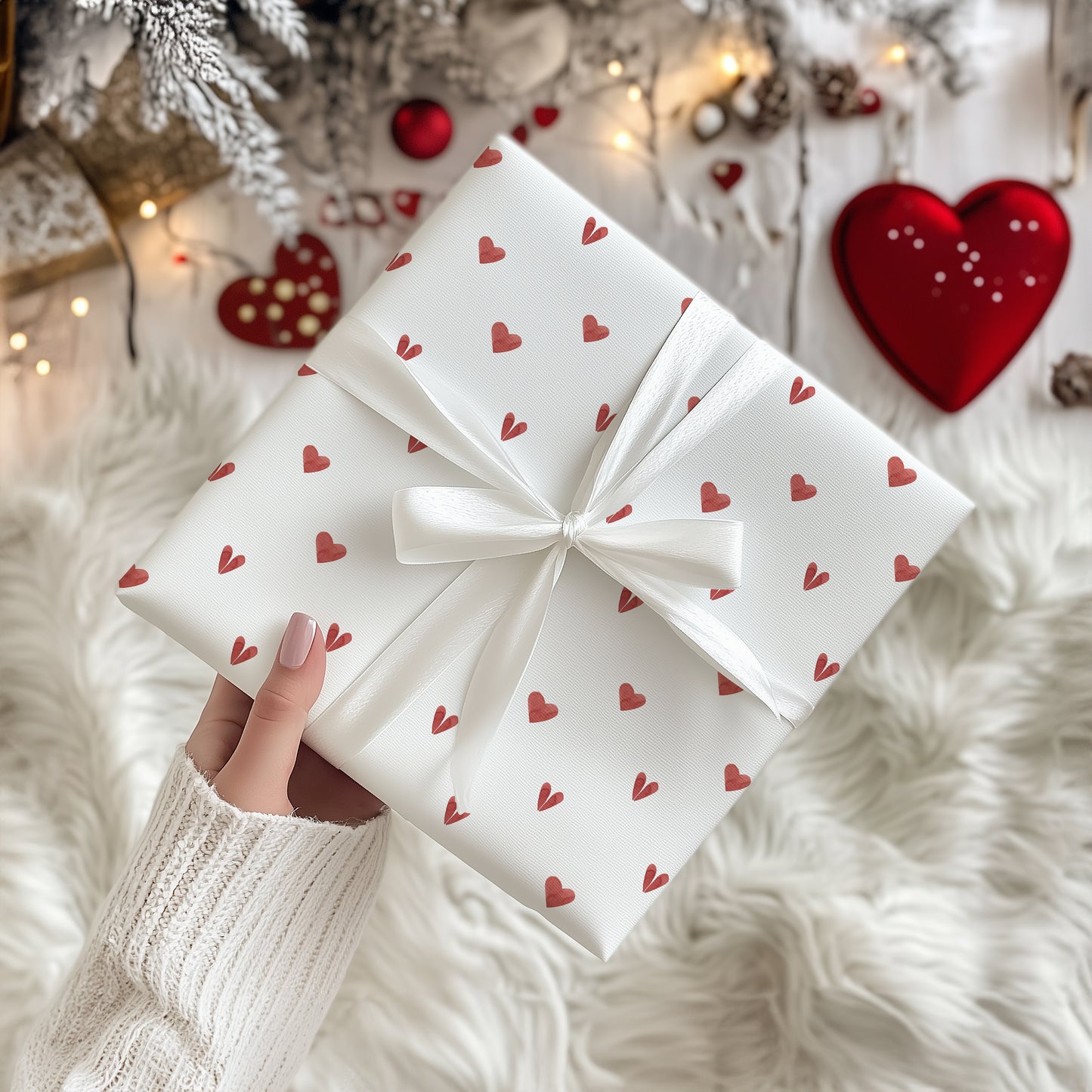 Mini Red Minimalist Heart Gift Wrapping Paper