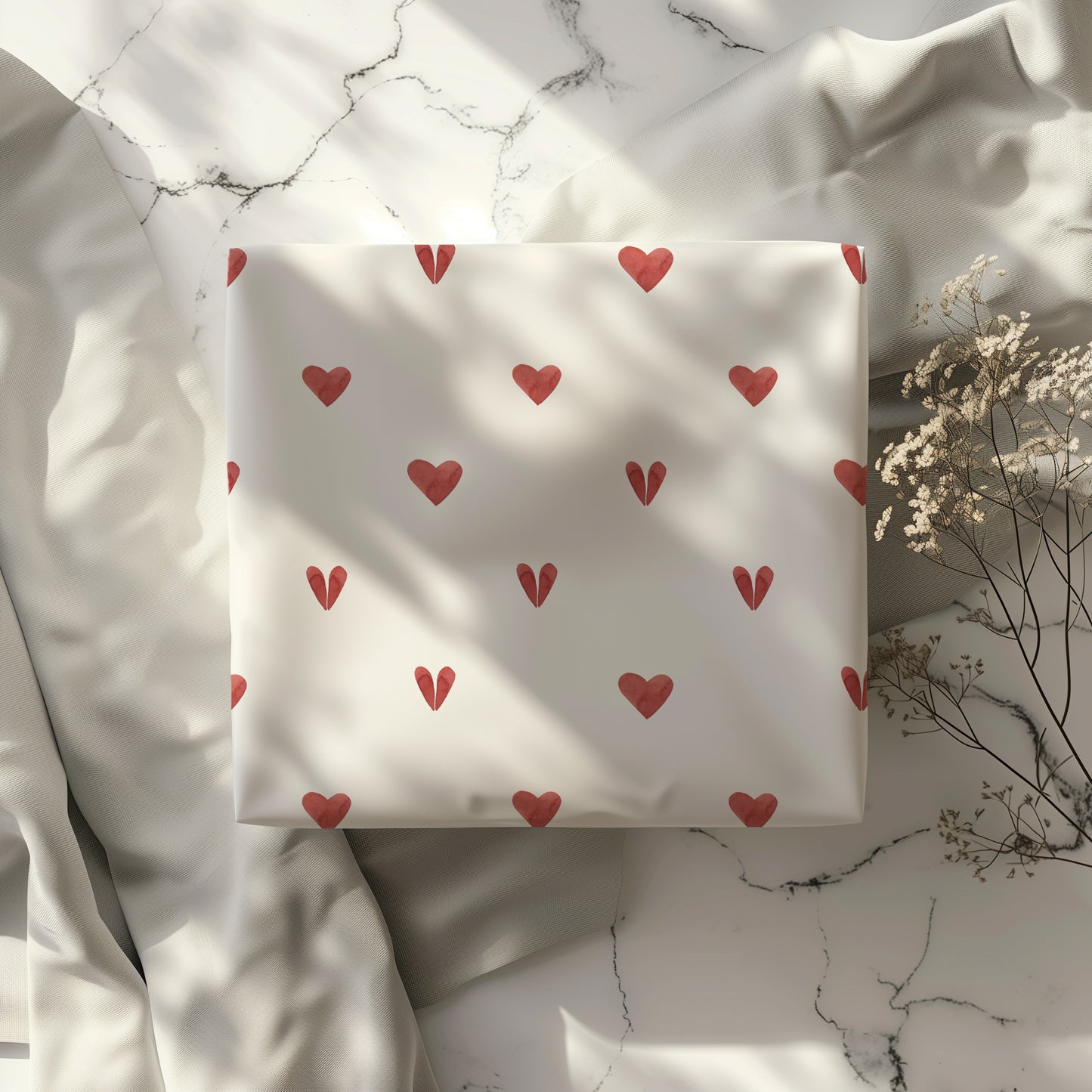 Mini Red Minimalist Heart Gift Wrapping Paper