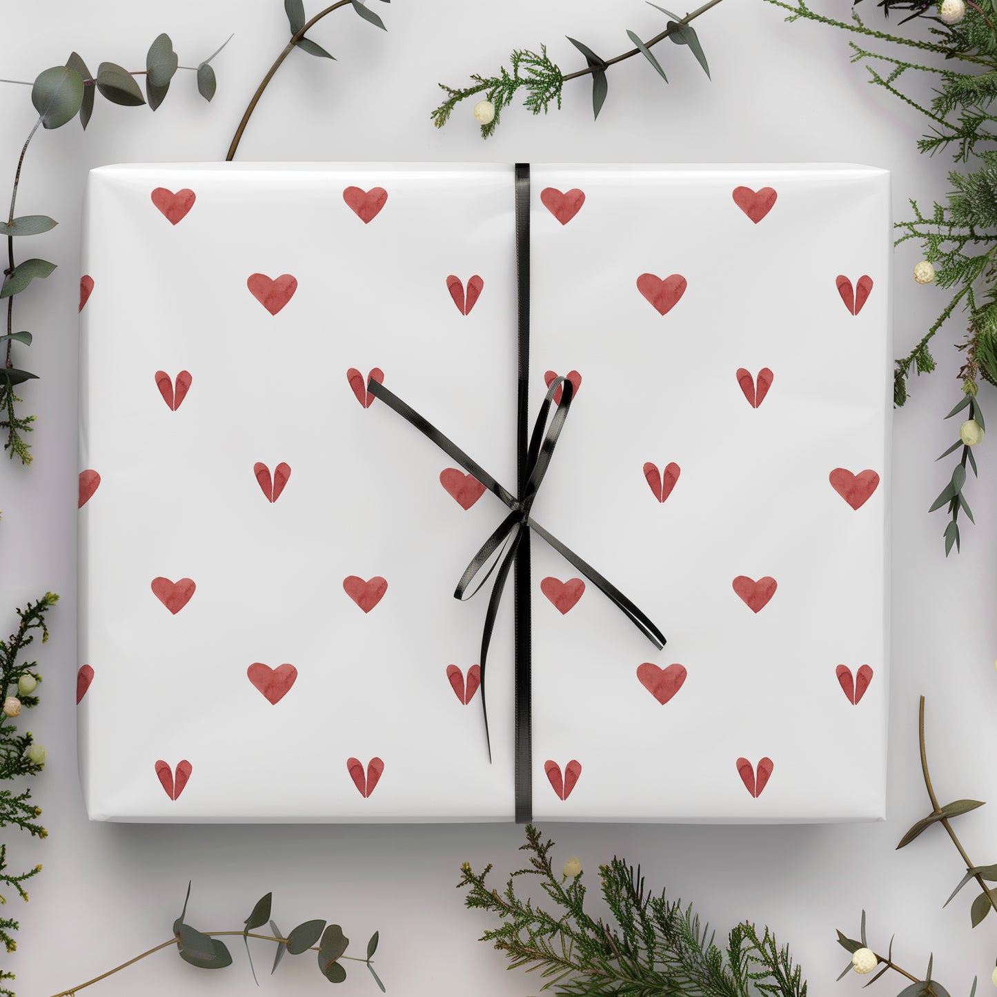 Mini Red Minimalist Heart Gift Wrapping Paper