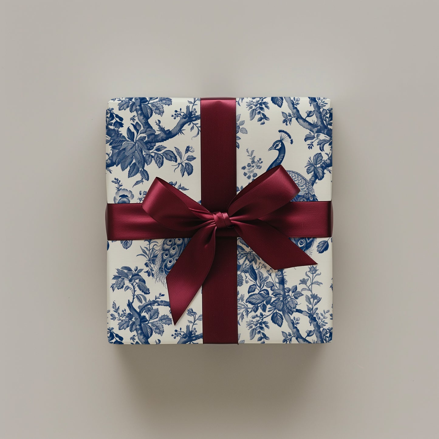 Toile De Jouy Blue Vintage Peacock Floral Gift Wrapping Paper