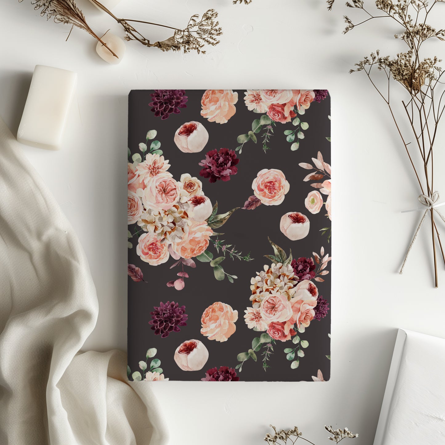 Moody Blush Pink and Burgundy Floral Gift Wrapping Paper
