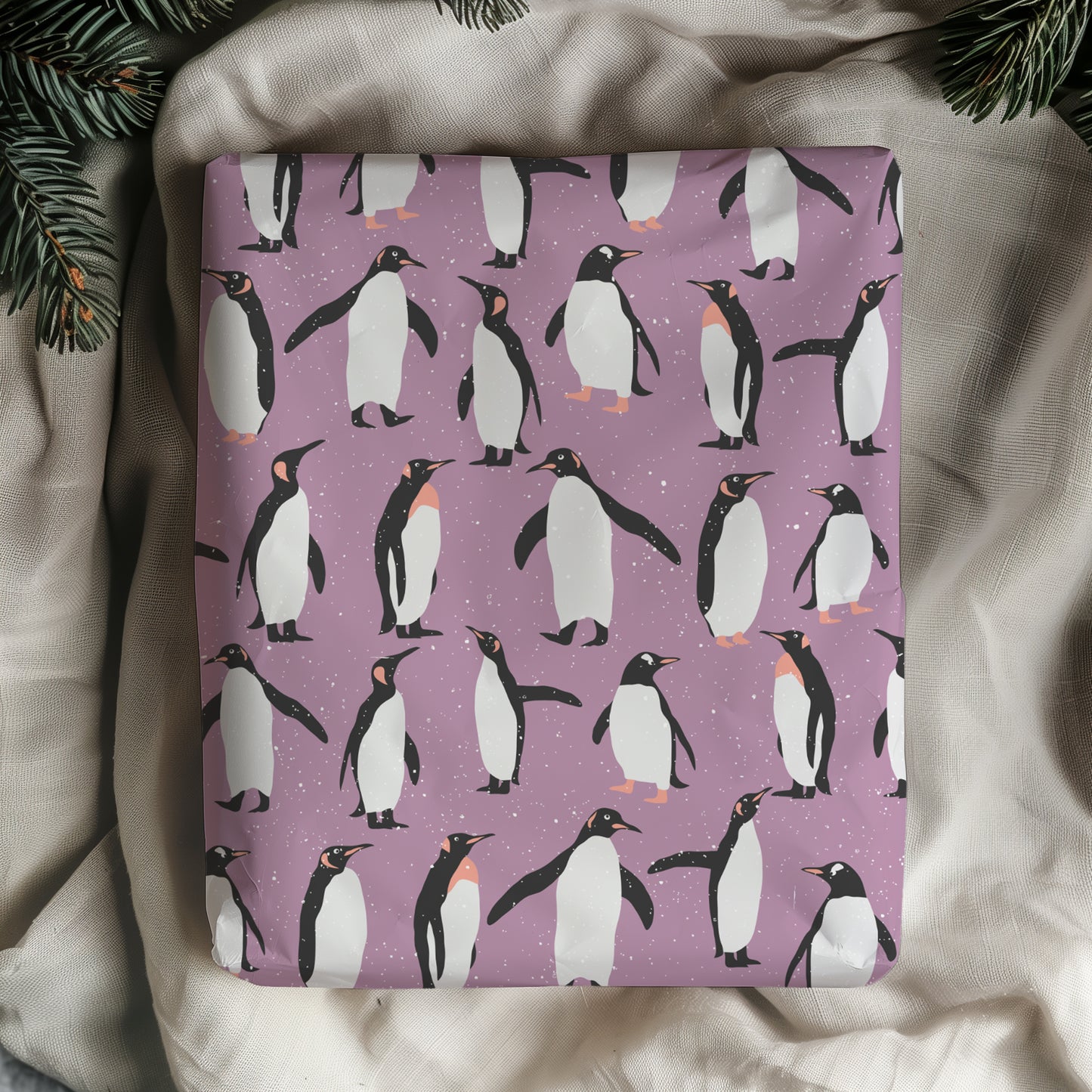 Purple Penguin Gift Wrapping Paper