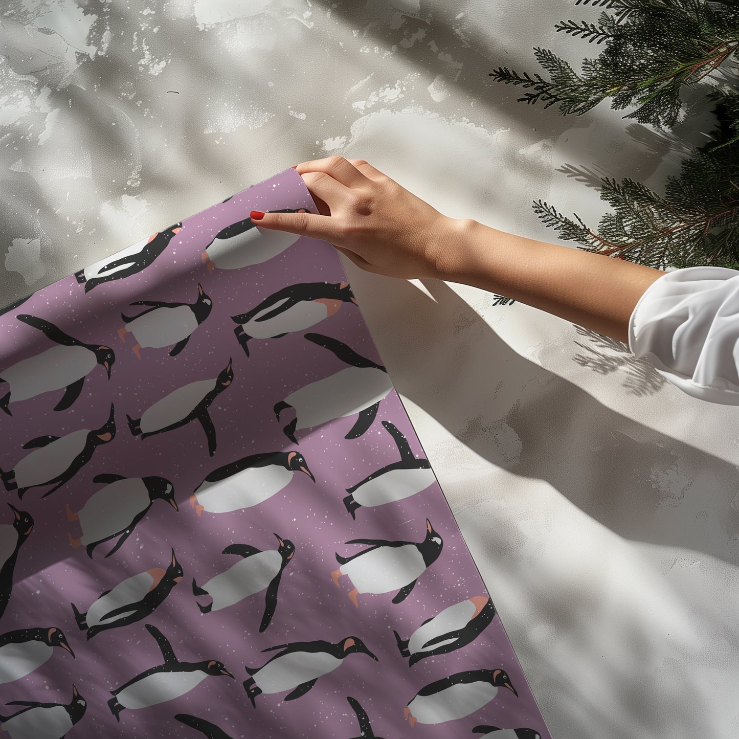 Purple Penguin Gift Wrapping Paper