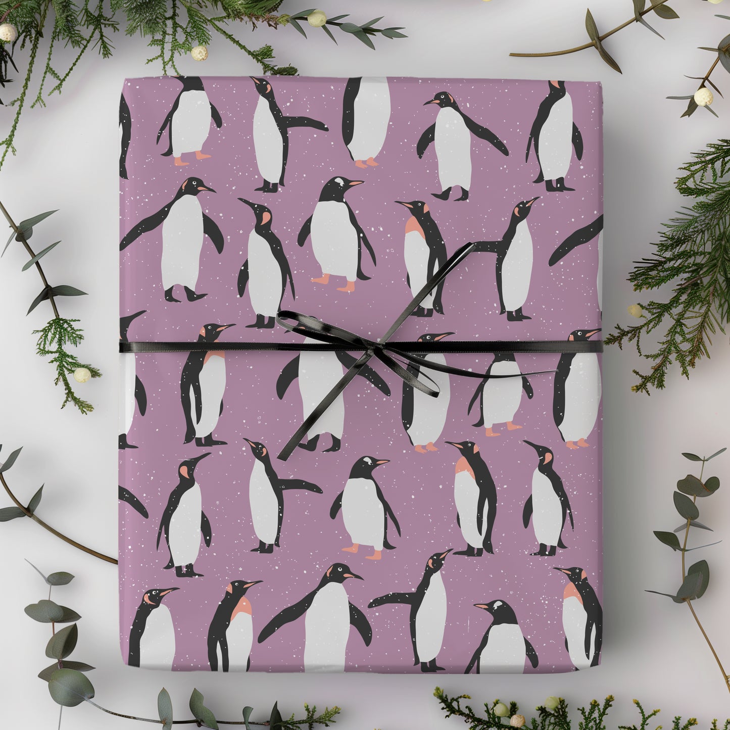 Purple Penguin Gift Wrapping Paper