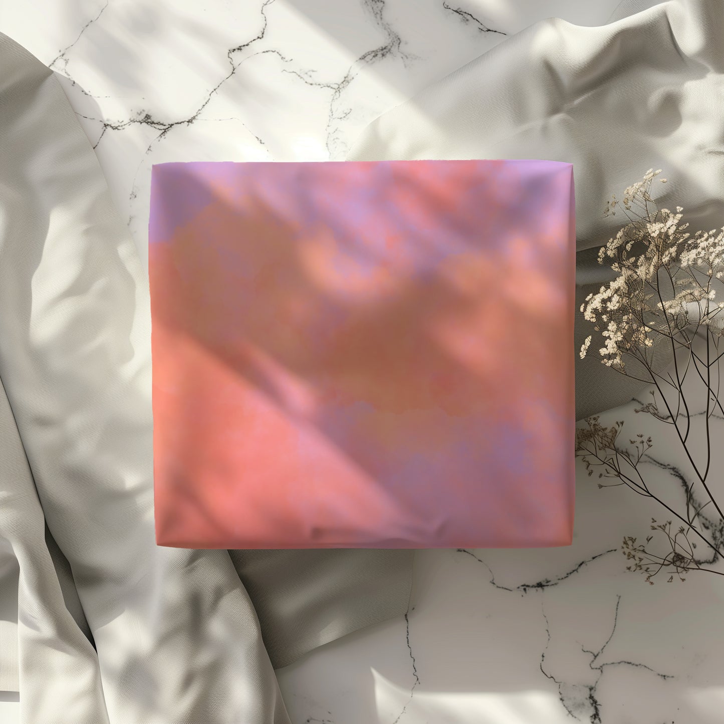 Vibrant Sky Pink and Orange Cotton Candy Clouds Gift Wrapping Paper