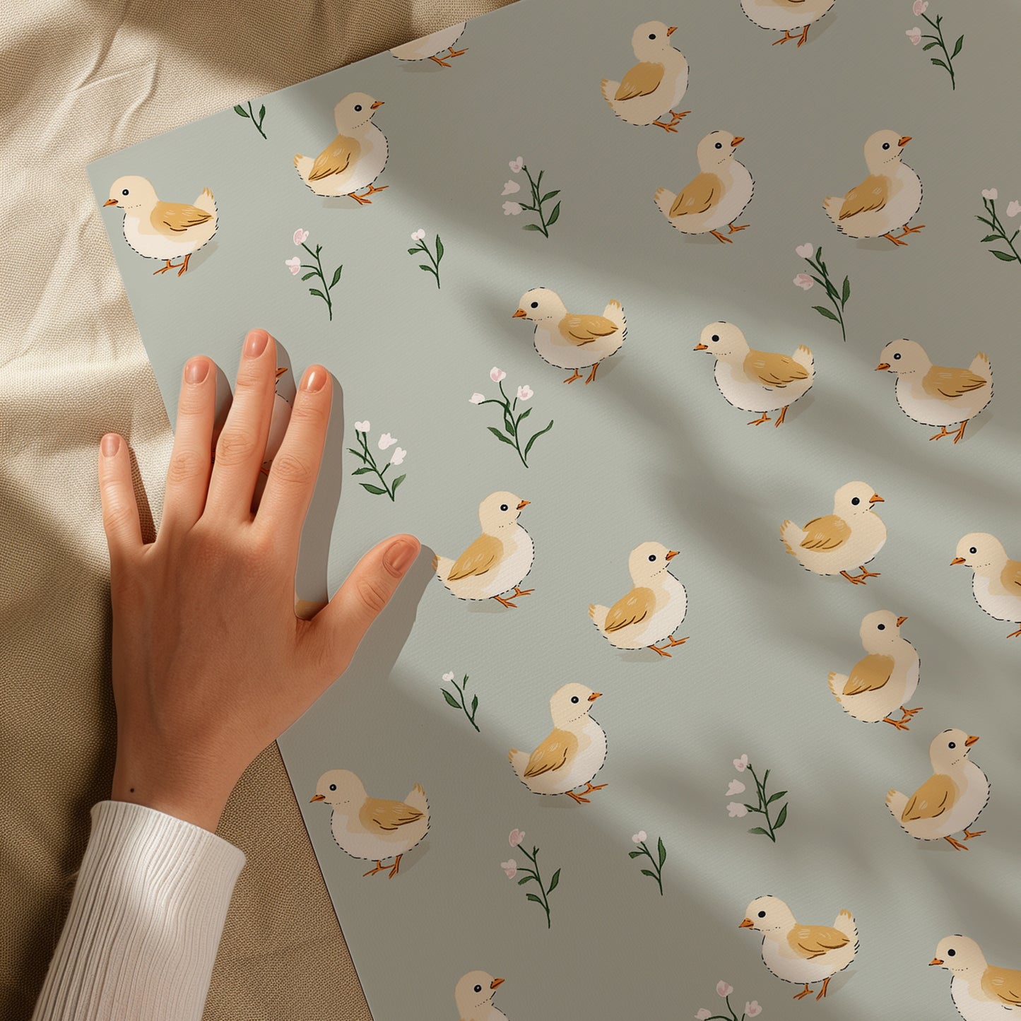 Charming Chick Neutral in Muted Green Gift Wrapping Paper
