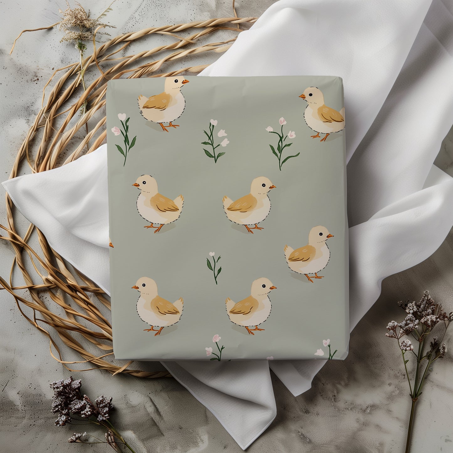 Charming Chick Neutral in Muted Green Gift Wrapping Paper