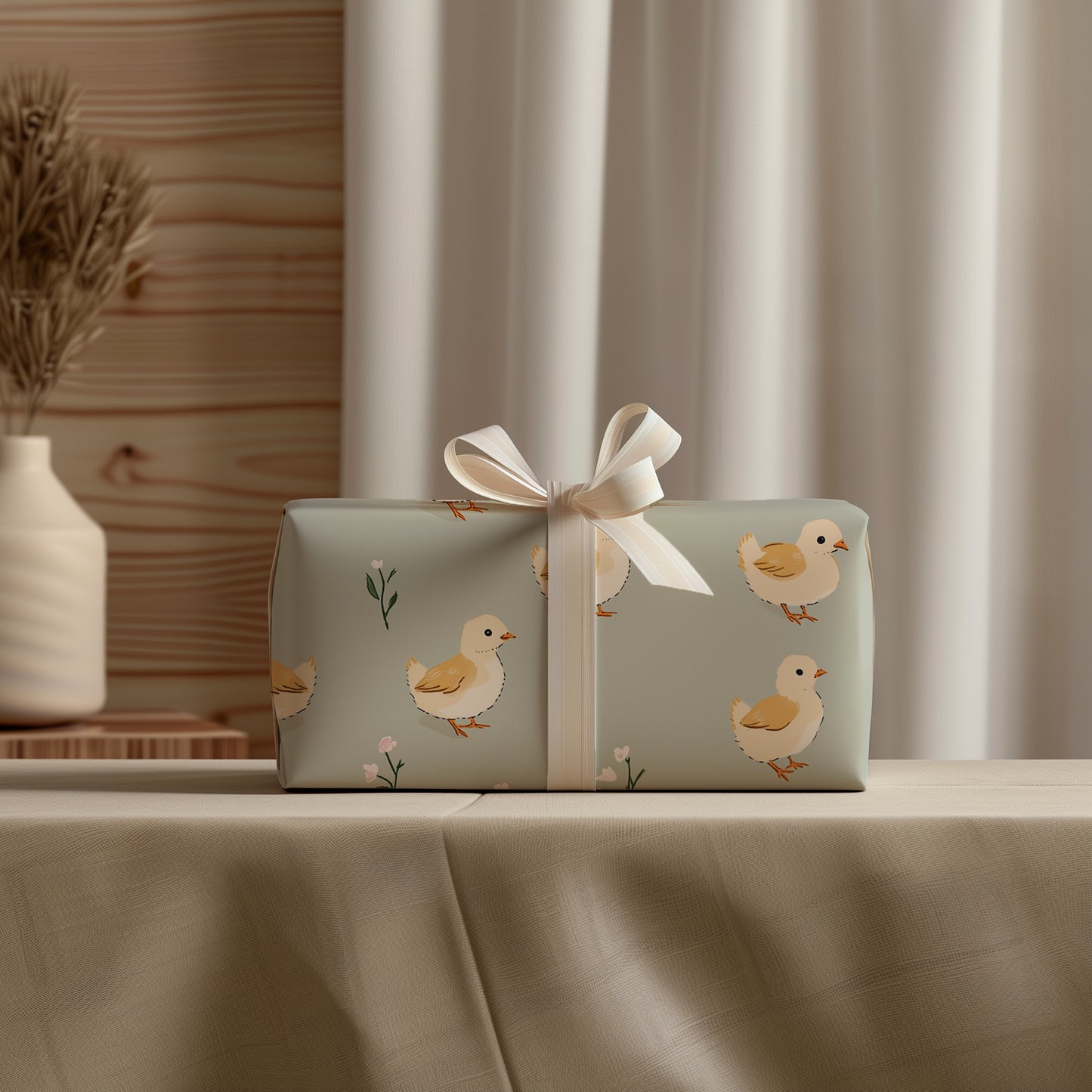 Charming Chick Neutral in Muted Green Gift Wrapping Paper