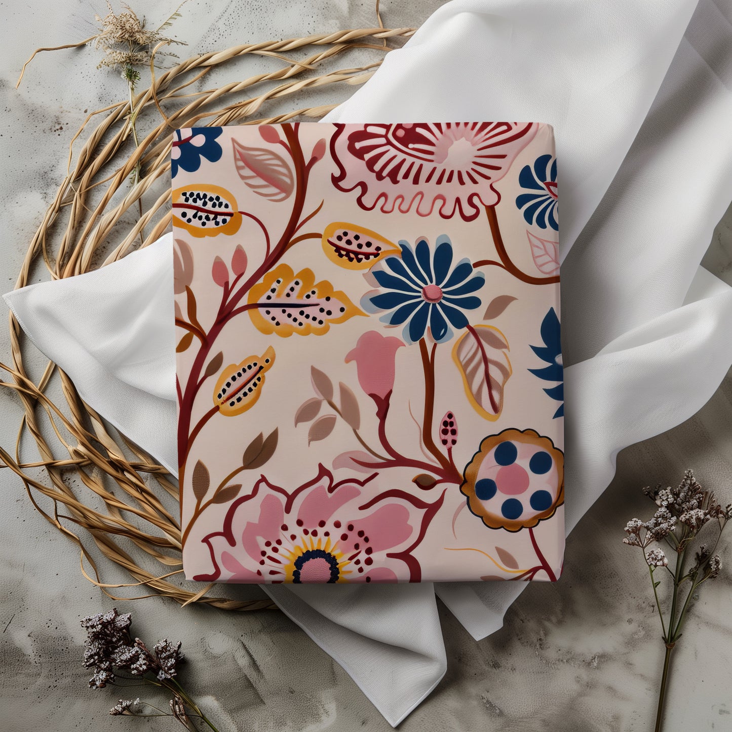 Paisley Folksy Colorful Abstract Floral Gift Wrapping Paper