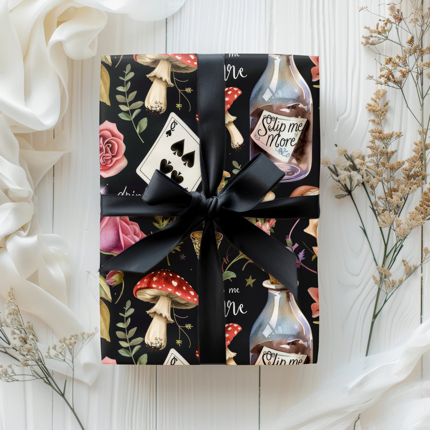Dark Floral Vintage Cottage Core Wonderland Gift Wrapping Paper