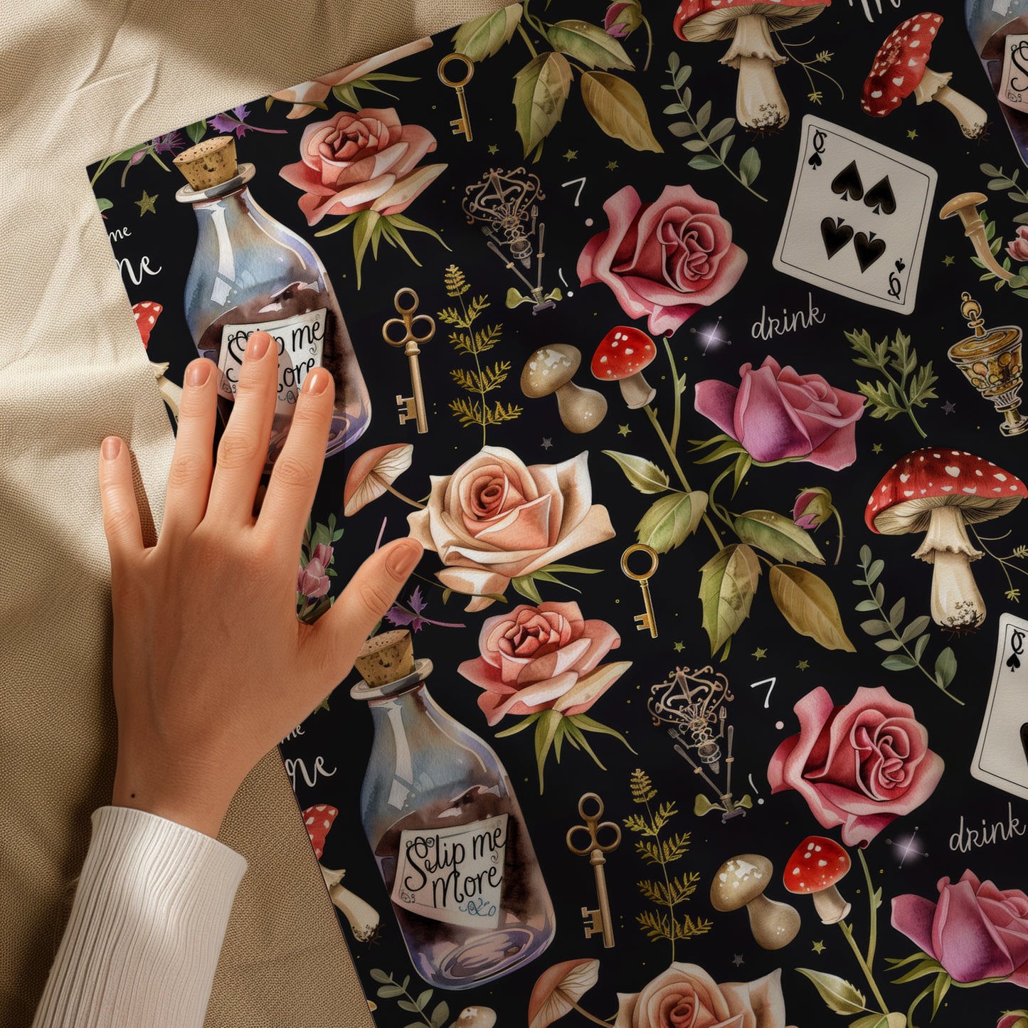 Dark Floral Vintage Cottage Core Wonderland Gift Wrapping Paper