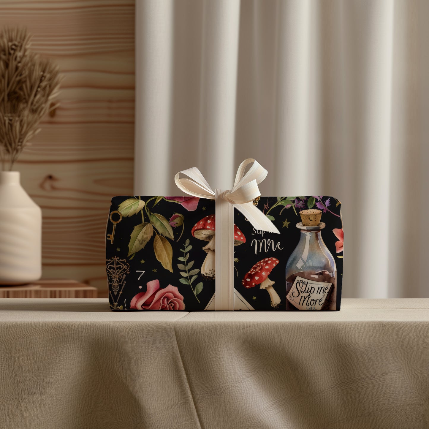 Dark Floral Vintage Cottage Core Wonderland Gift Wrapping Paper