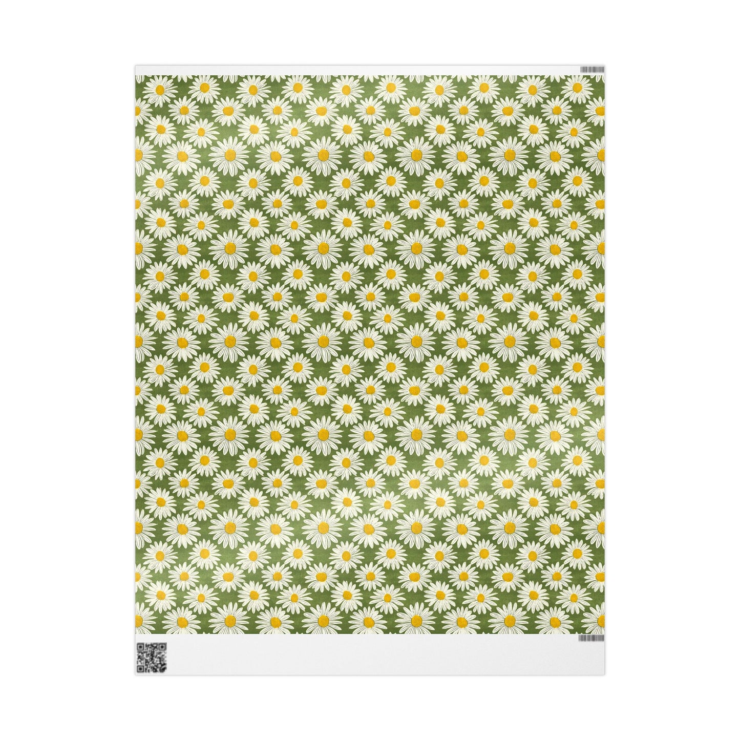 Daisy Retro Green Floral Gift Wrapping Paper
