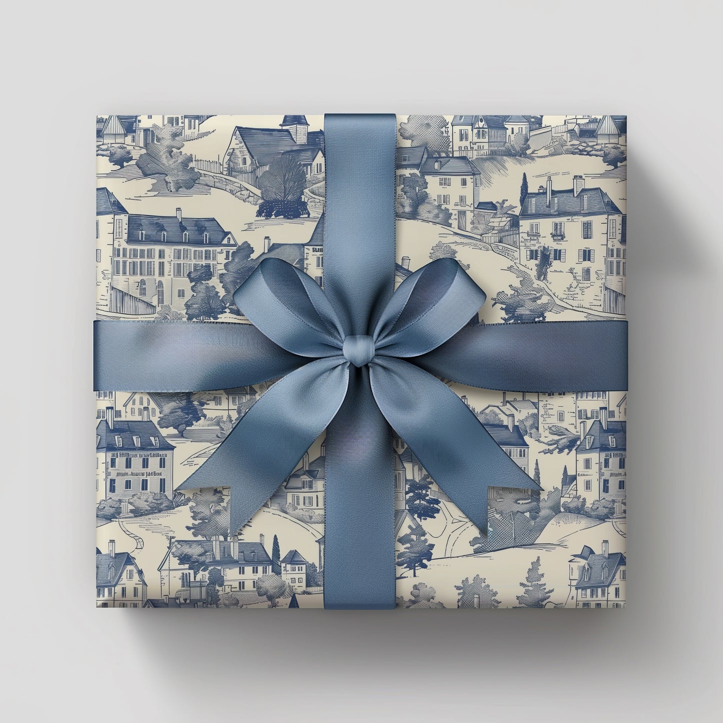 Toile De Jouy Blue Vintage Town Charming Gift Wrapping Paper