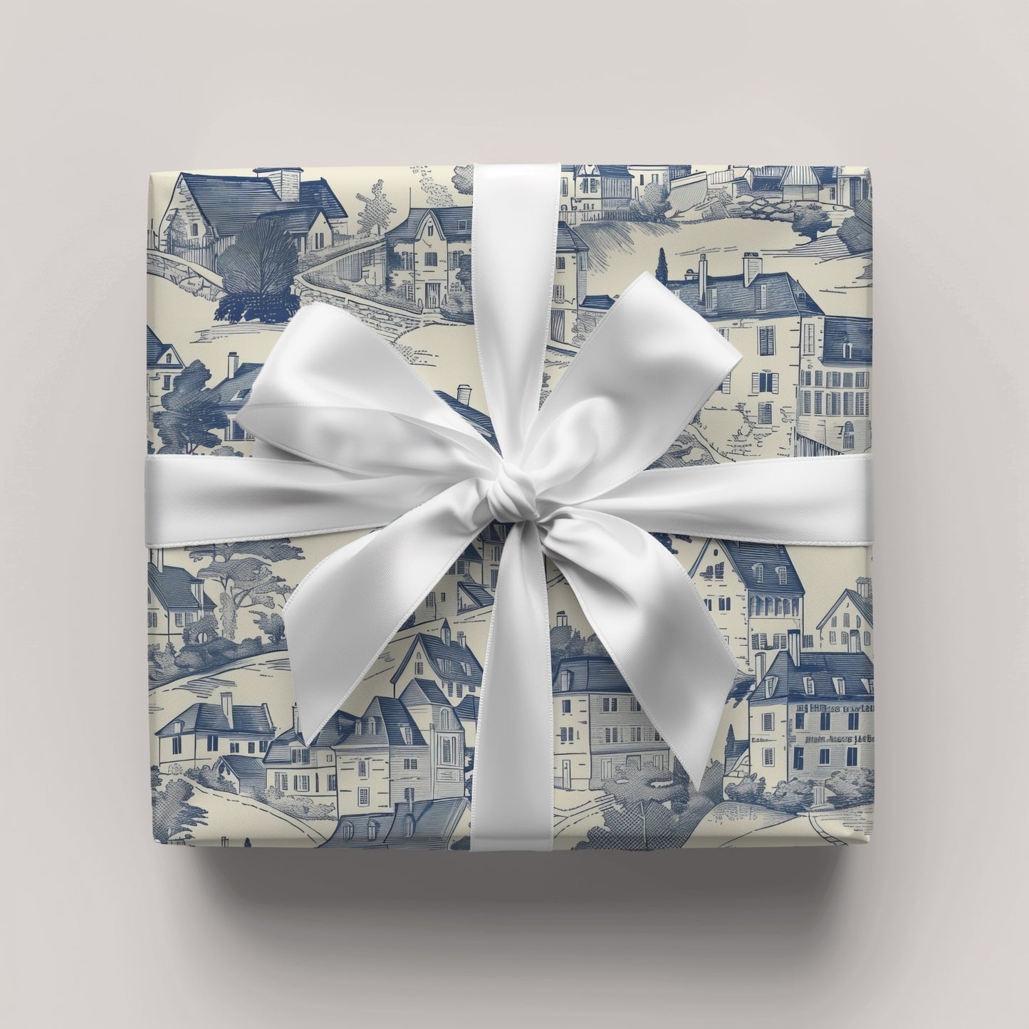 Toile De Jouy Blue Vintage Town Charming Gift Wrapping Paper
