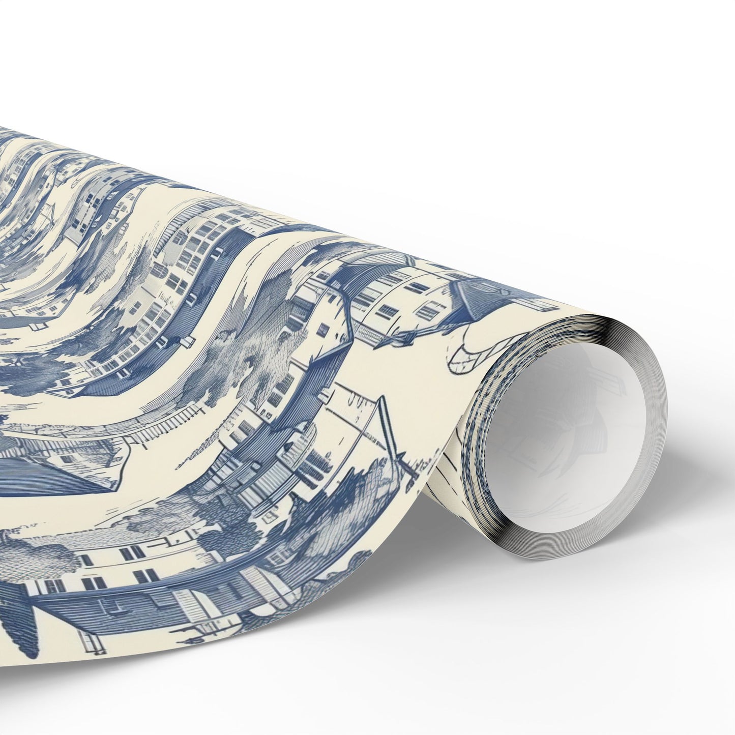 Toile De Jouy Blue Vintage Town Charming Gift Wrapping Paper
