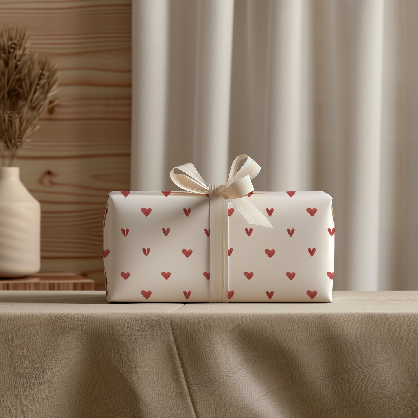 Mini Red Minimalist Heart Gift Wrapping Paper
