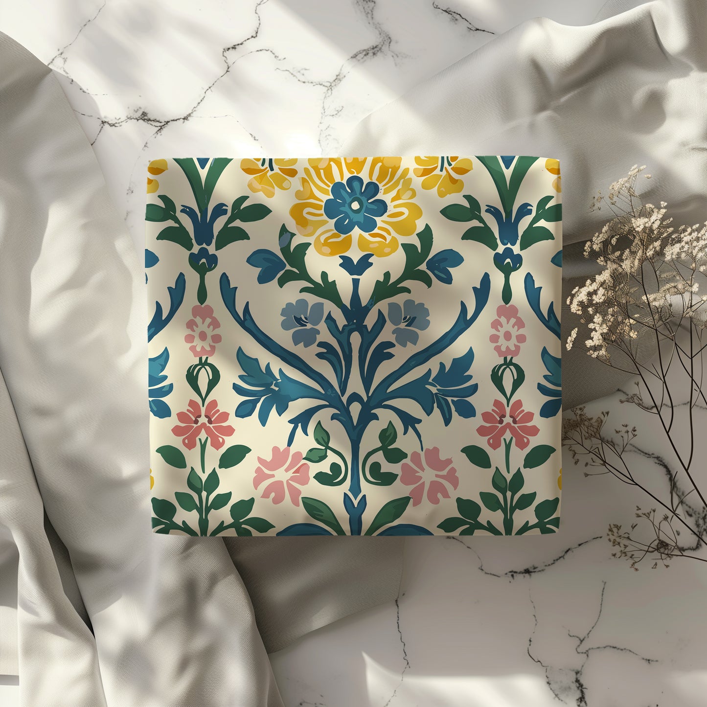 Mediterranean Colorful Floral Gift Wrapping Paper