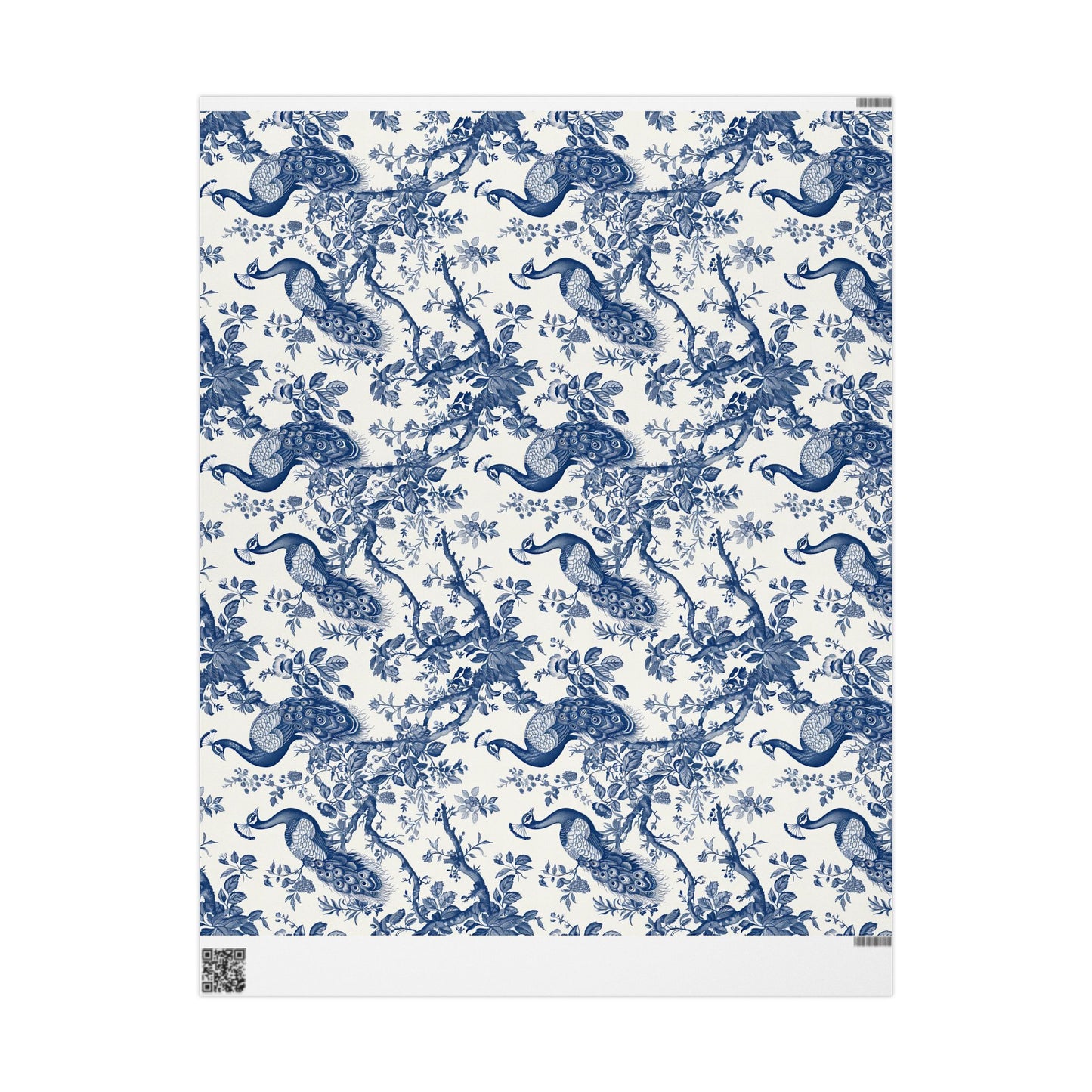 Toile De Jouy Blue Vintage Peacock Floral Gift Wrapping Paper