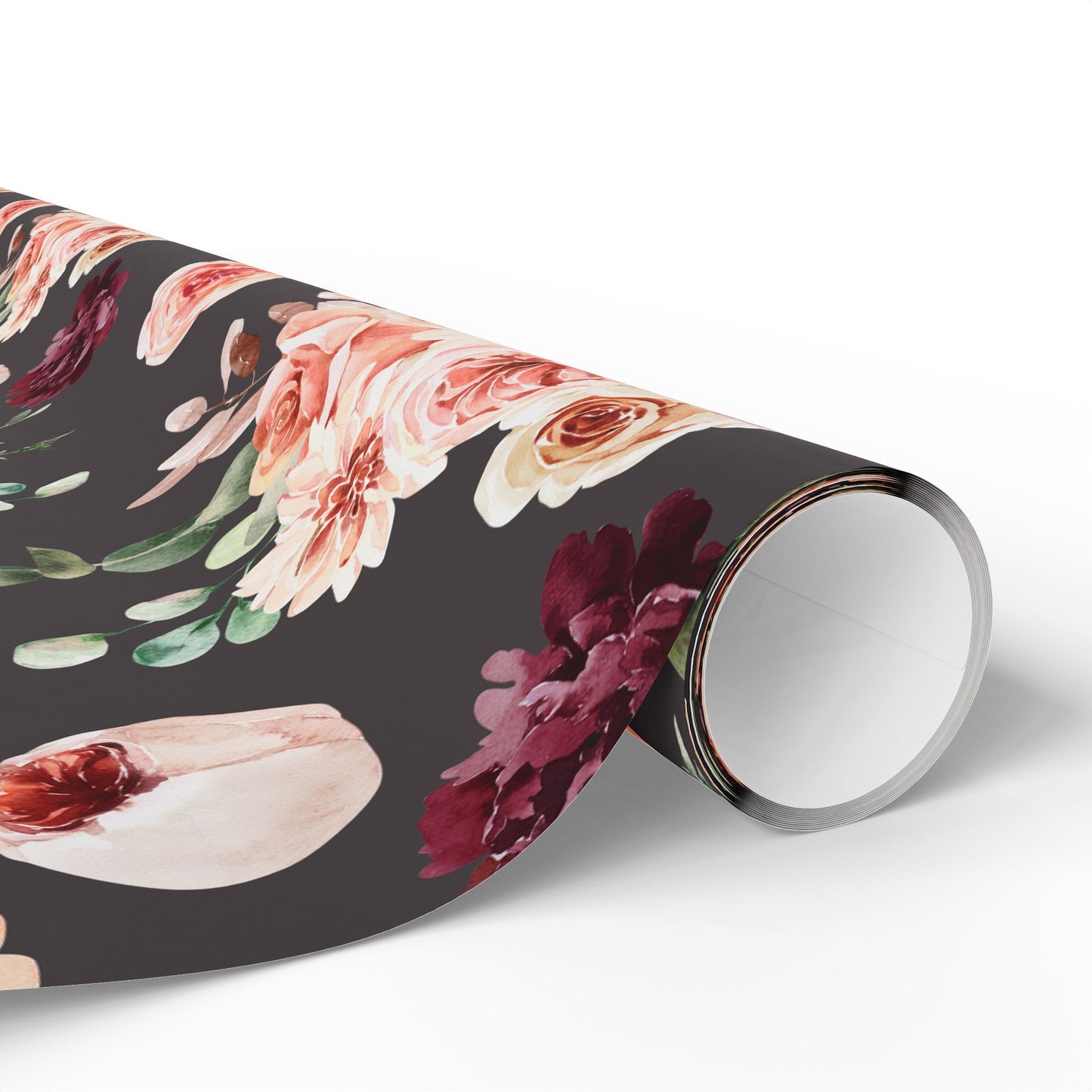Moody Blush Pink and Burgundy Floral Gift Wrapping Paper