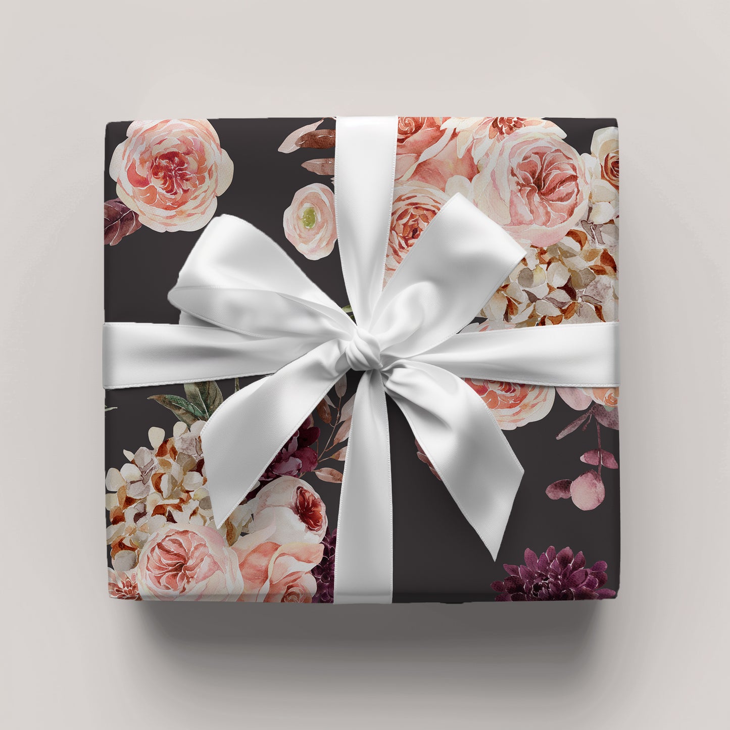 Moody Blush Pink and Burgundy Floral Gift Wrapping Paper