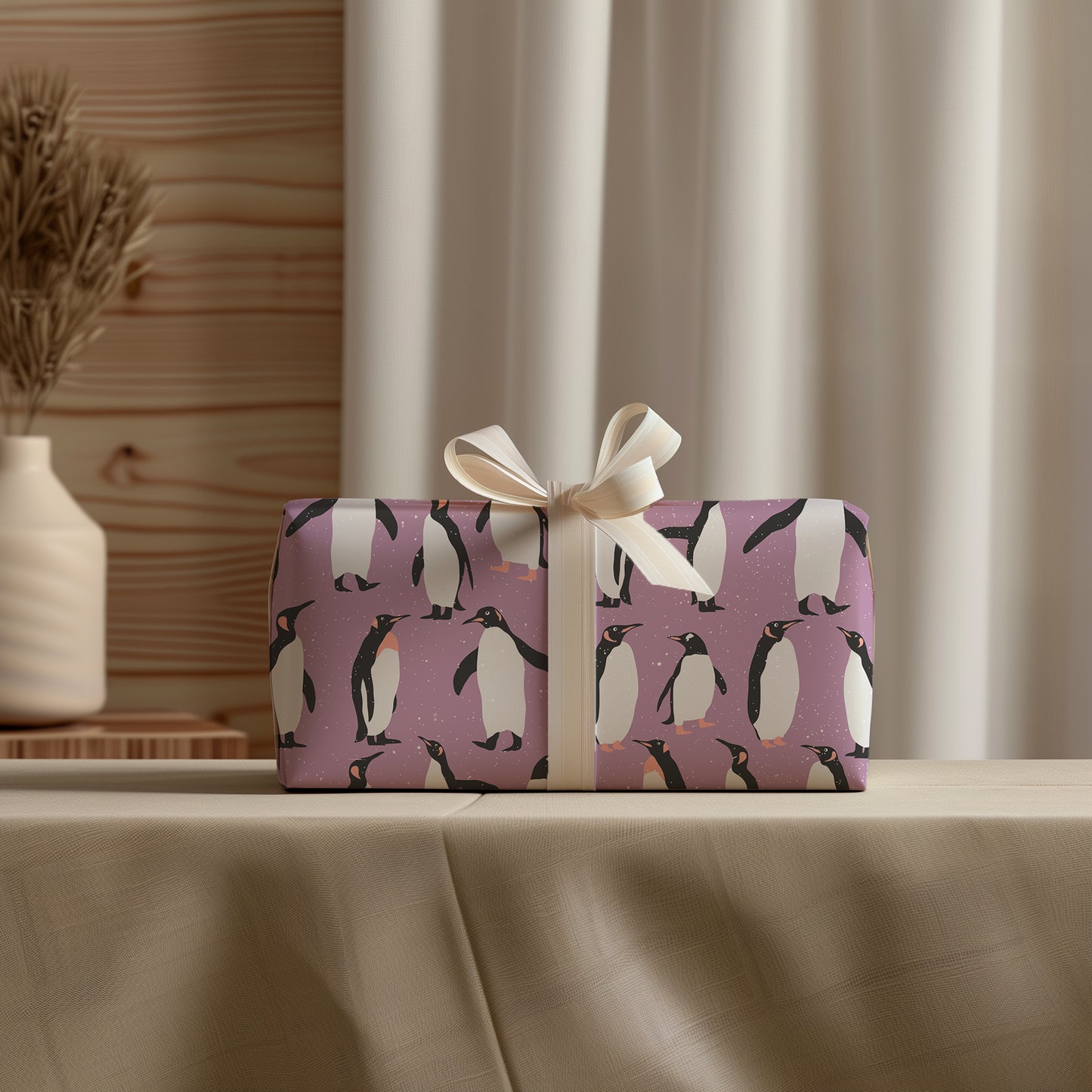 Purple Penguin Gift Wrapping Paper