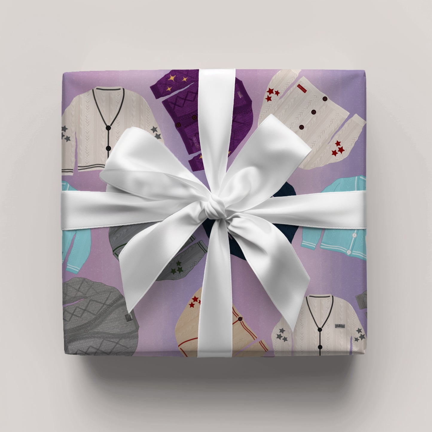 Starry and Colorful Cardigan Sweater Gift Wrapping Paper