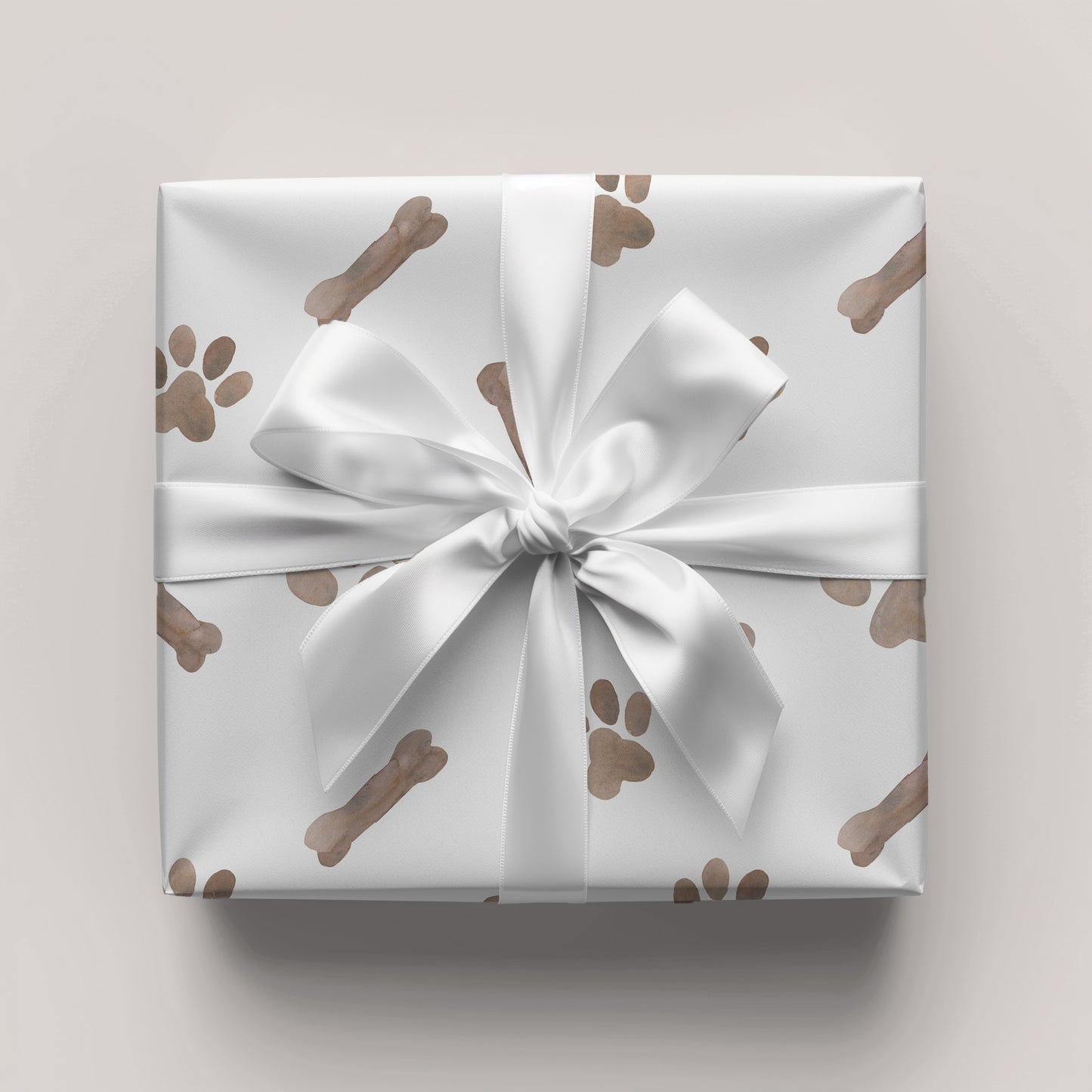 Dog Bone and Paw Print Minimalist Gift Wrapping Paper
