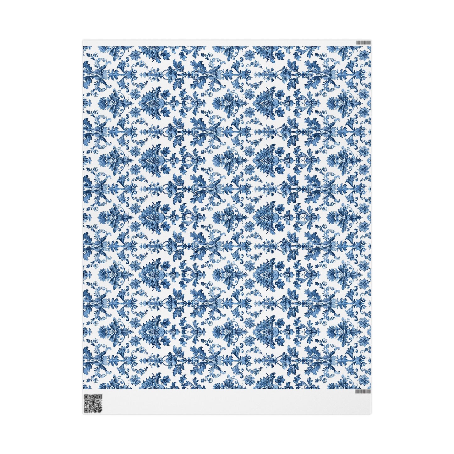 Toile De Jouy Blue Vintage Arabesk and Floral Gift Wrapping Paper