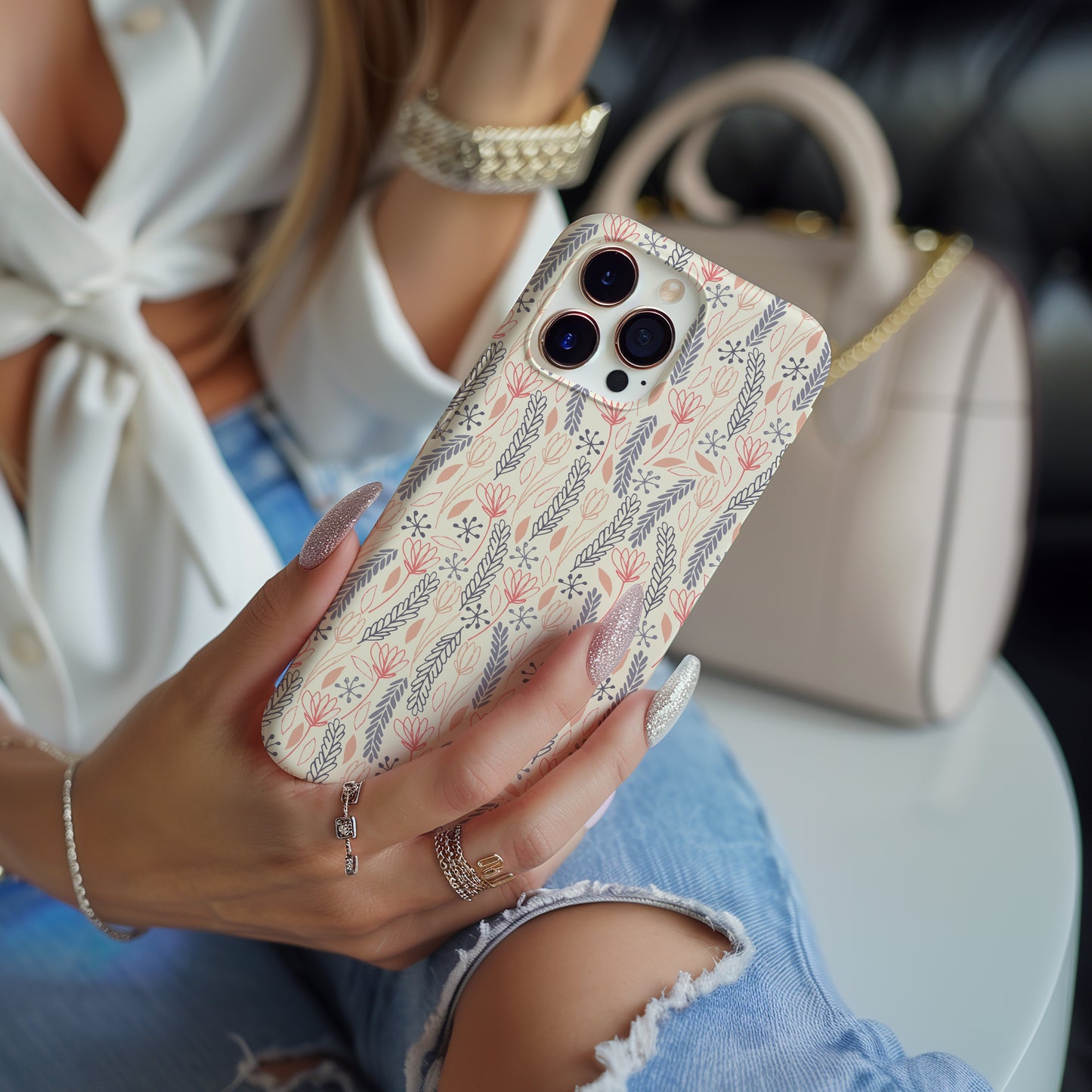 Fern and Floral Boho Doodles Tough Phone Case - iPhone & Samsung Galaxy