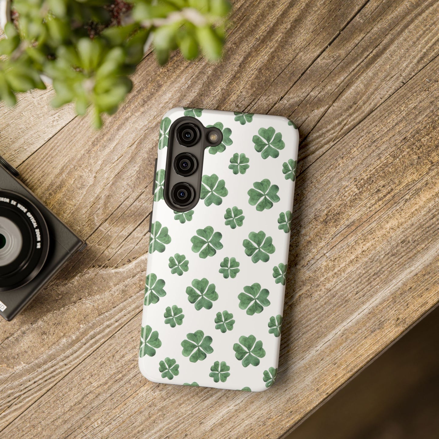 Lucky Four Leaf Clover Green Watercolor Tough Phone Case - iPhone & Samsung Galaxy