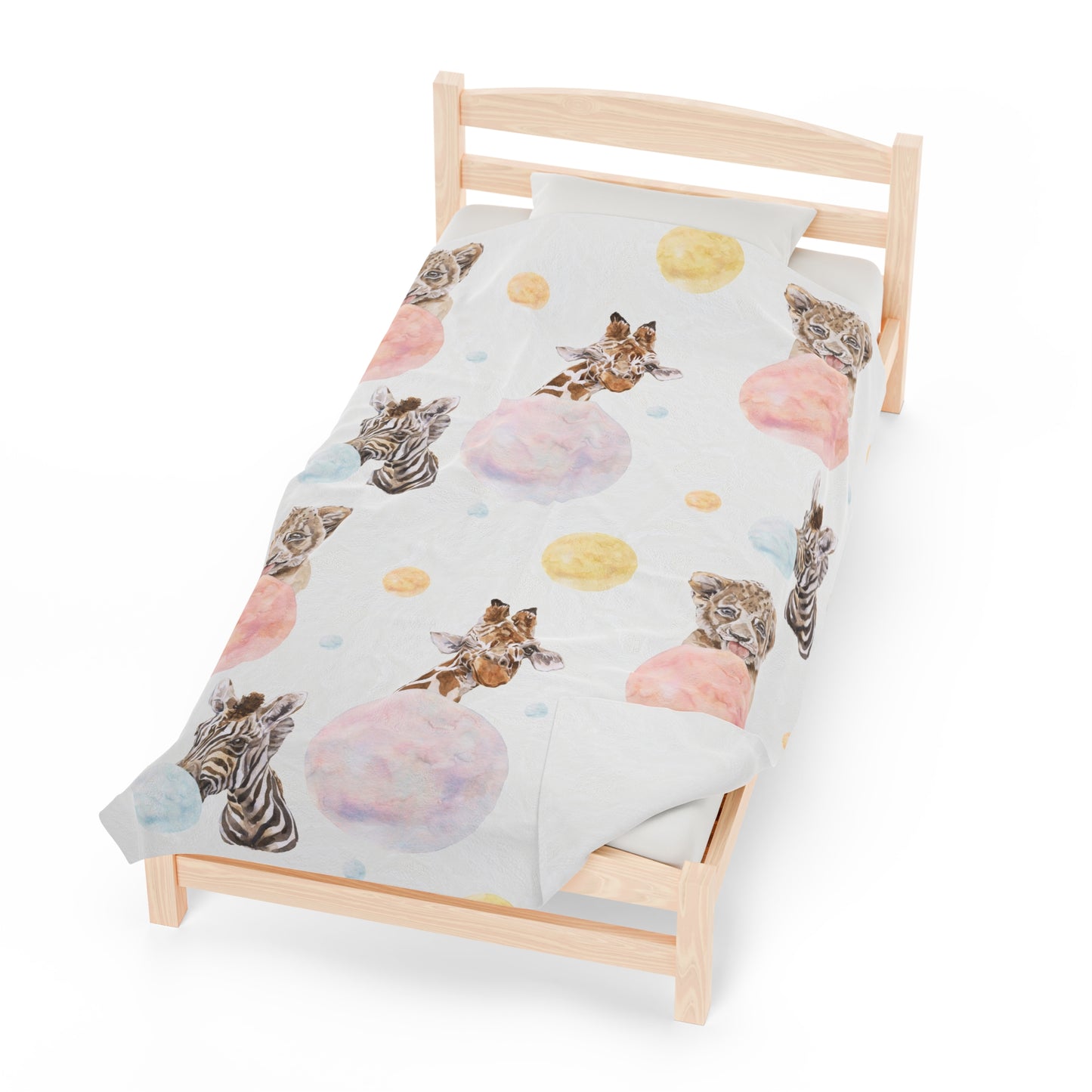 Baby Jungle Safari Animals with Bubbles - Velveteen Plush Throw Blanket