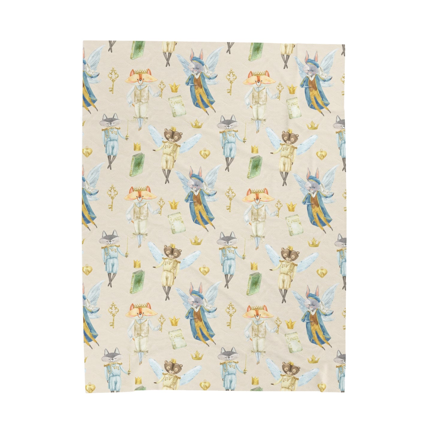 Woodland Animal Fairies Neutral - Plush Velveteen Throw Blanket