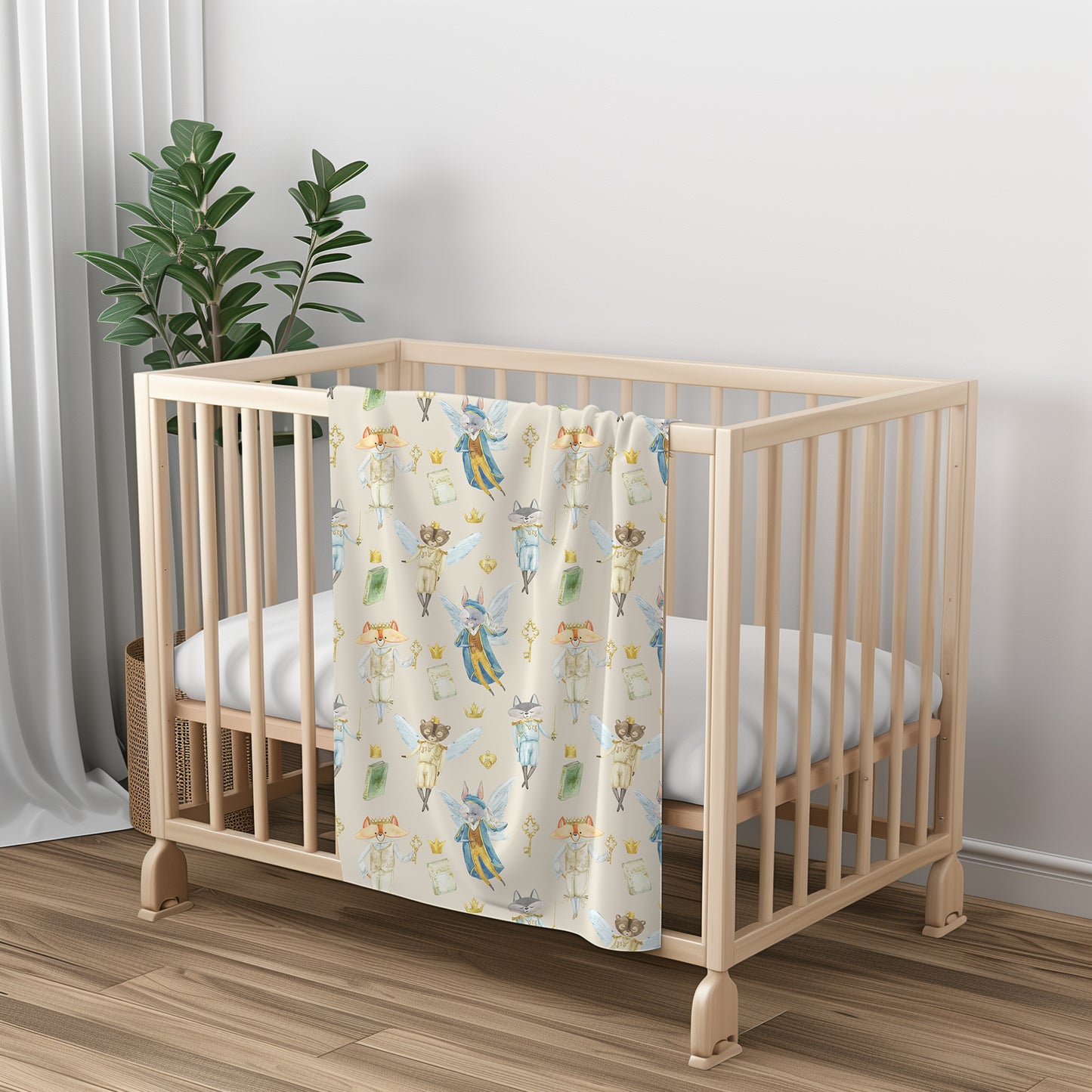 Woodland Animal Fairies Neutral - Plush Velveteen Throw Blanket
