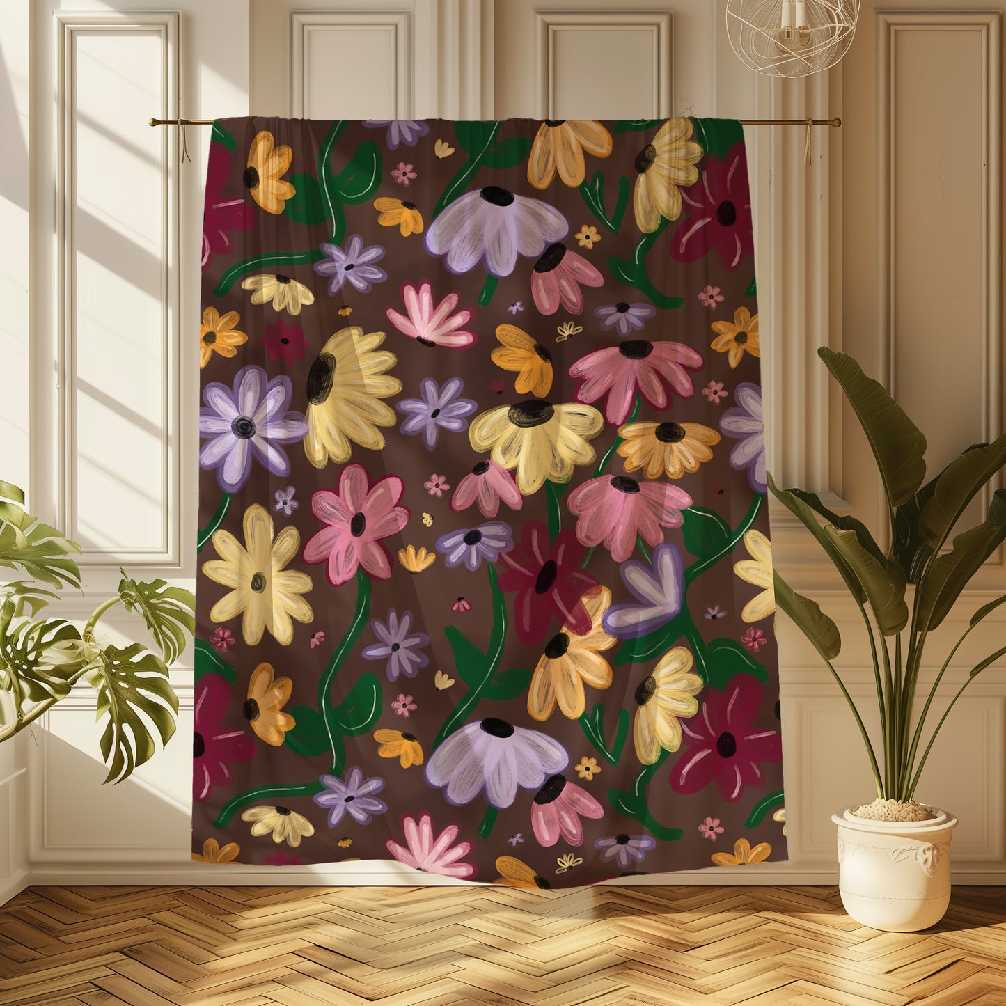 Cottage Core Colorful Folk Floral Surprise Song Inspired - Velveteen Plush Throw Blanket
