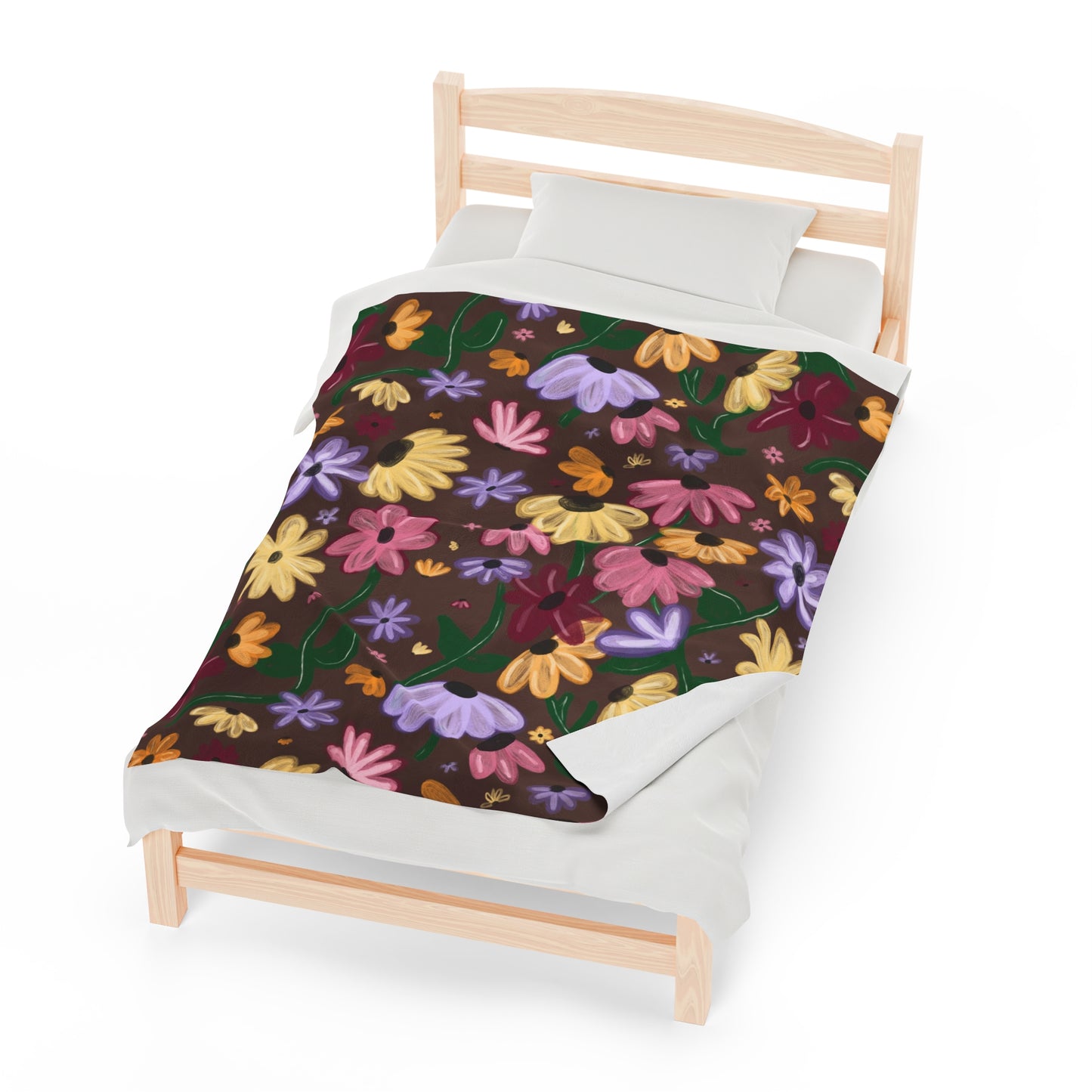Cottage Core Colorful Folk Floral Surprise Song Inspired - Velveteen Plush Throw Blanket