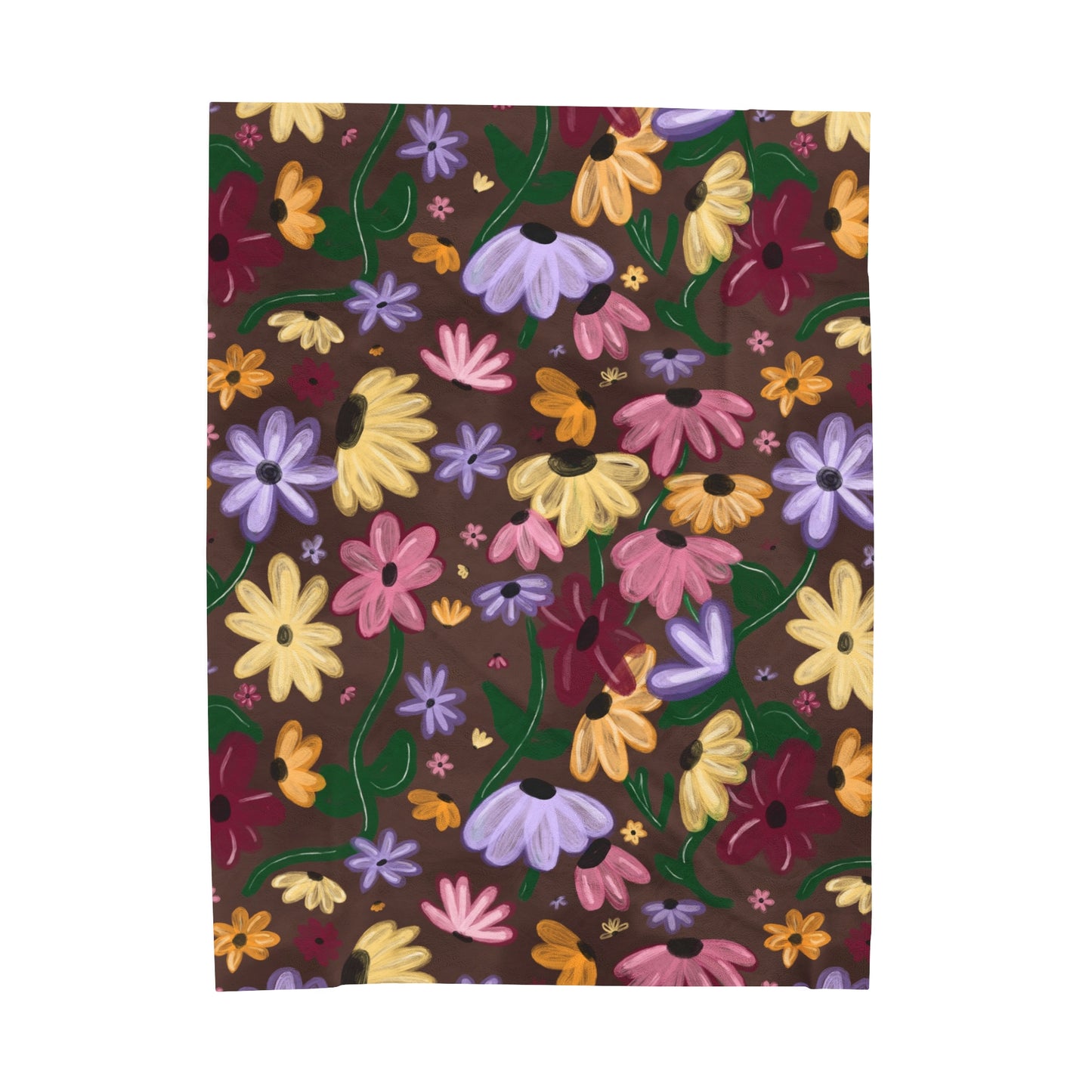 Cottage Core Colorful Folk Floral Surprise Song Inspired - Velveteen Plush Throw Blanket