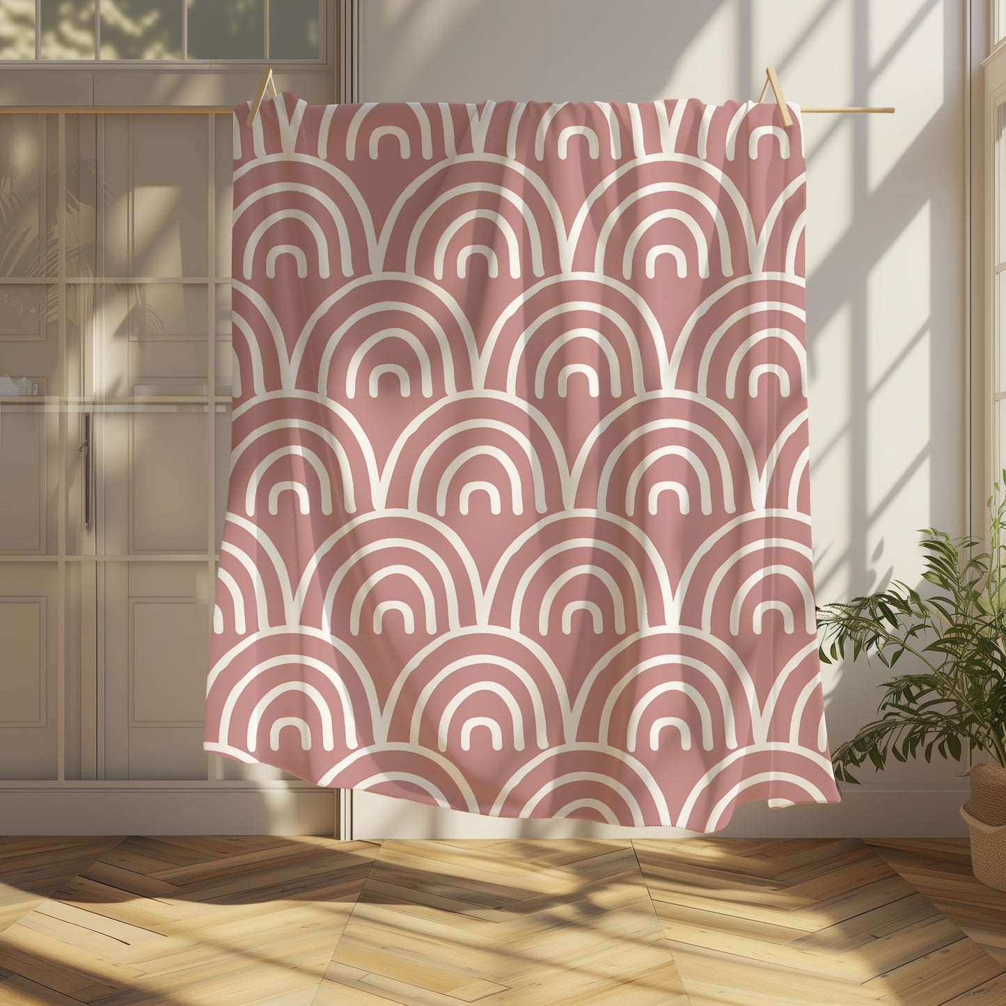 Rainbow Abstract Boho - Velveteen Plush Throw Blanket