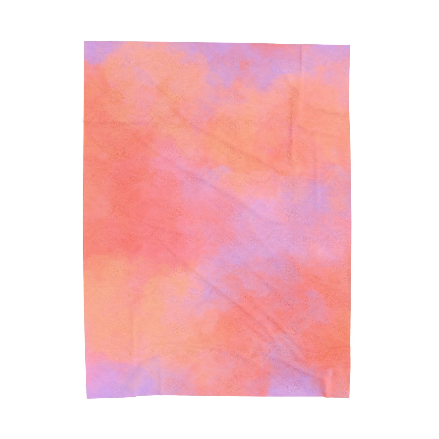Orange and Pink Cotton Candy Cloud Sky - Velveteen Plush Throw Blanket