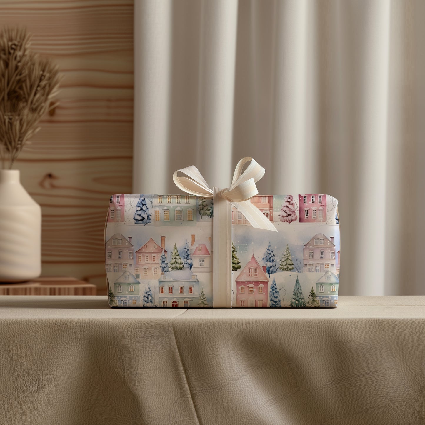 Snowy Winter Hygge Village Gift Wrapping Paper