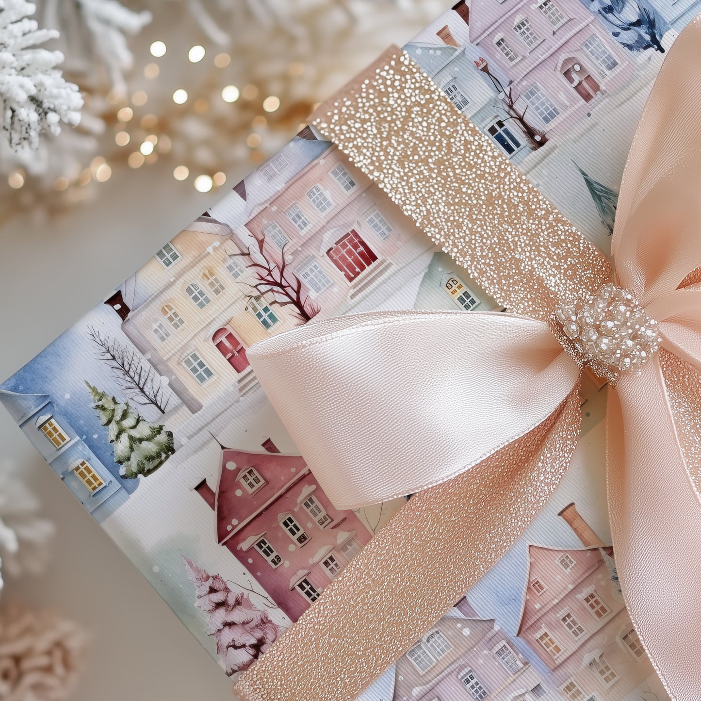 Snowy Winter Hygge Village Gift Wrapping Paper