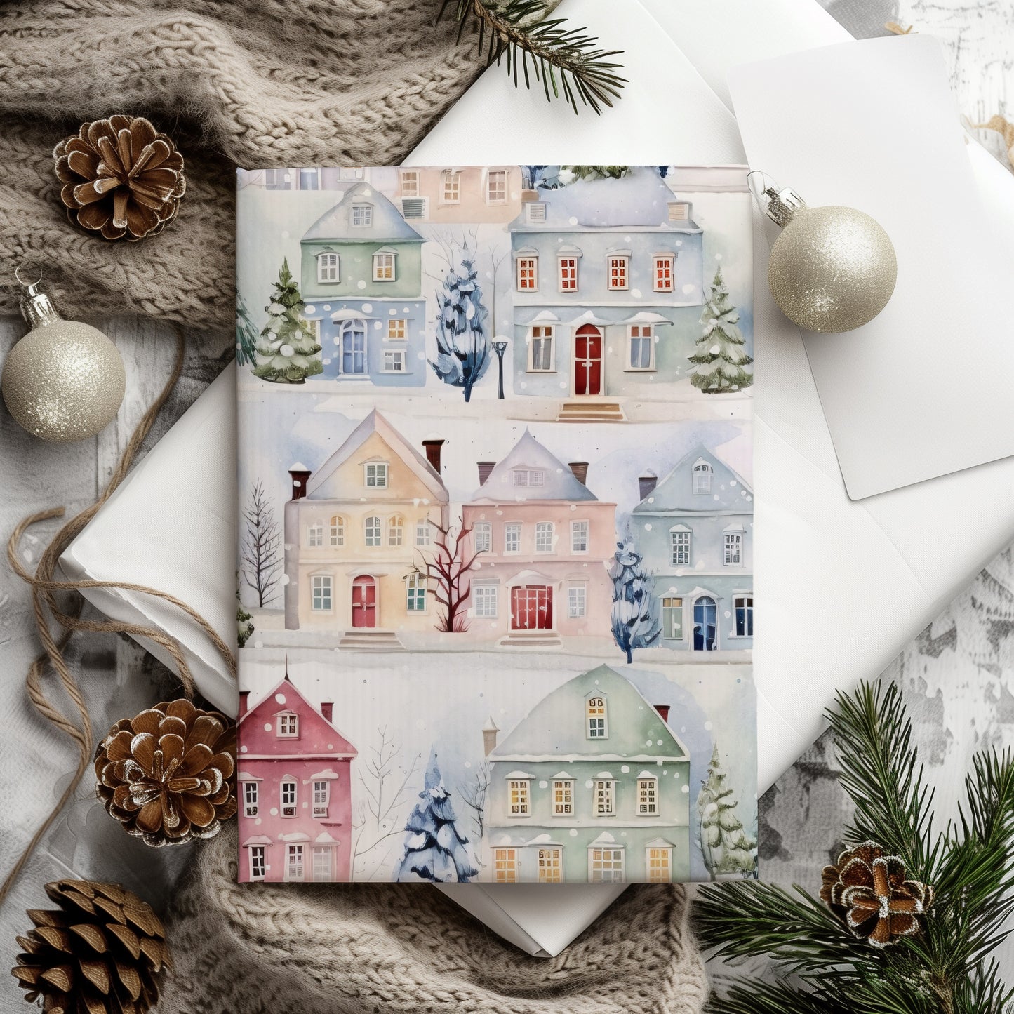 Snowy Winter Hygge Village Gift Wrapping Paper