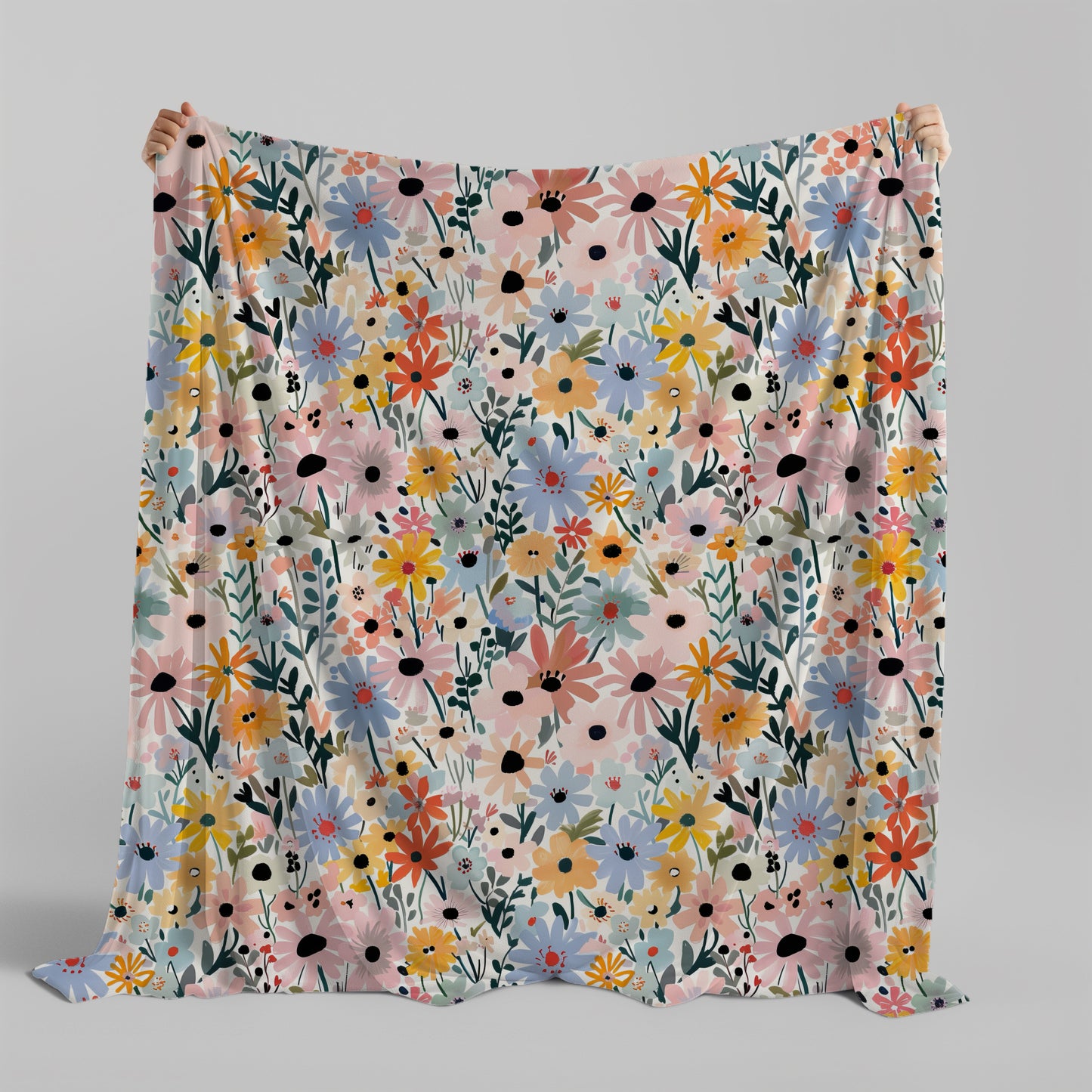 Wildflower Meadow - Velveteen Plush Throw Blanket