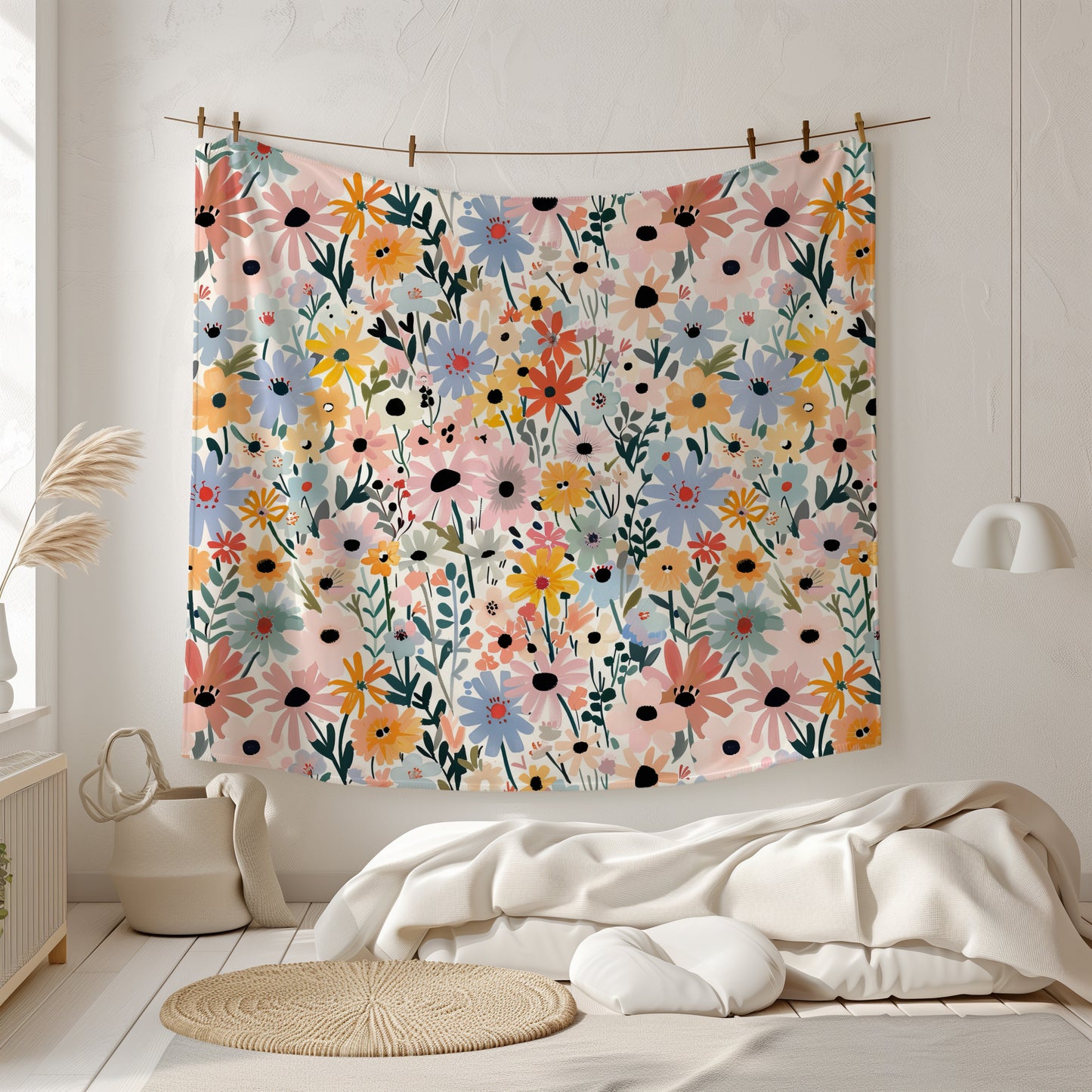 Wildflower Meadow - Velveteen Plush Throw Blanket