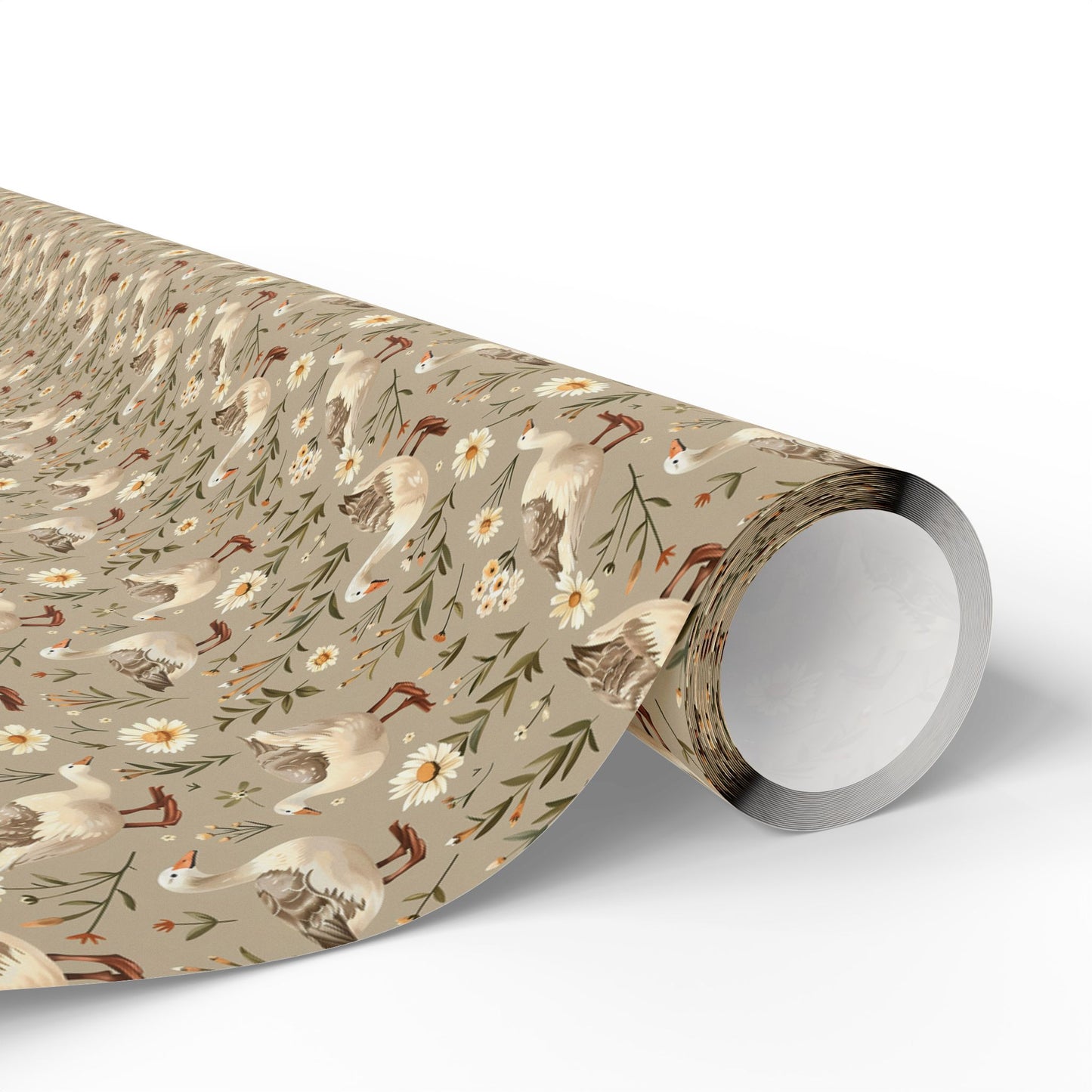 Spring Floral Duck Neutral Gift Wrapping Paper