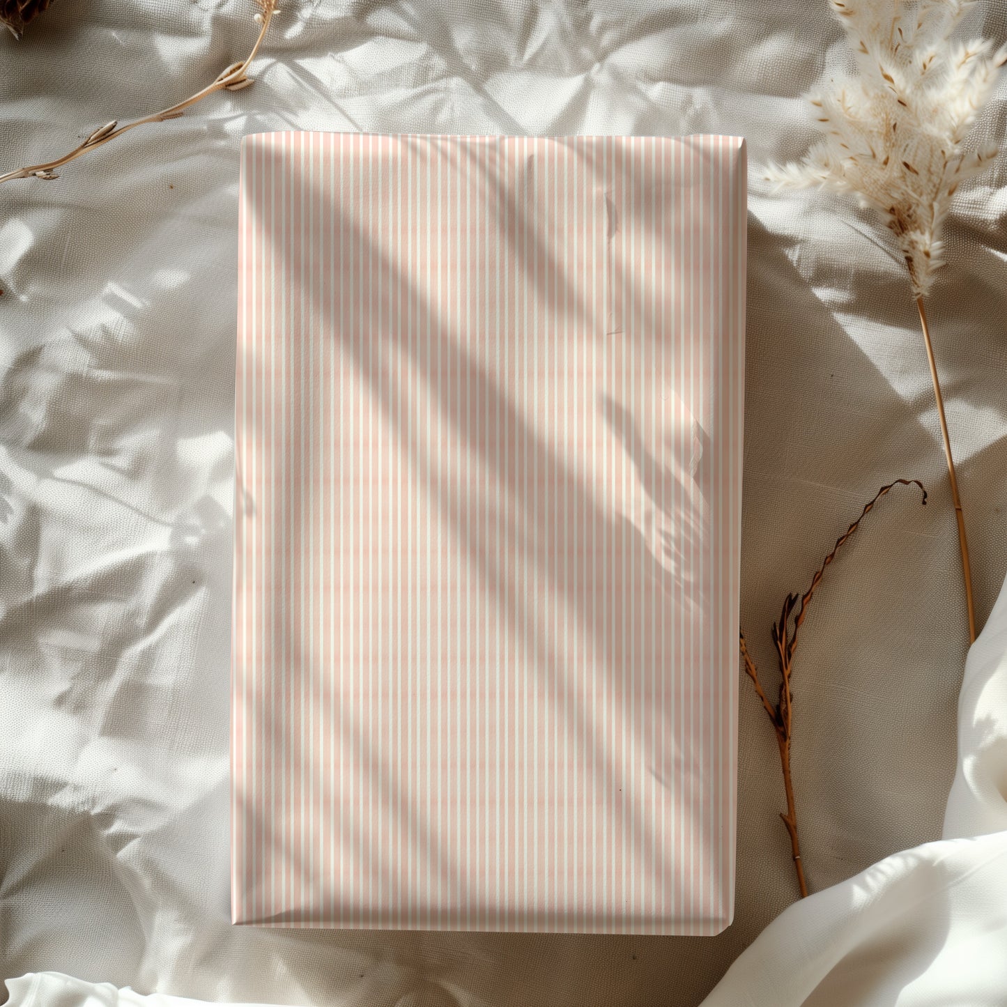 Blush Pink and White Striped Gift Wrapping Paper