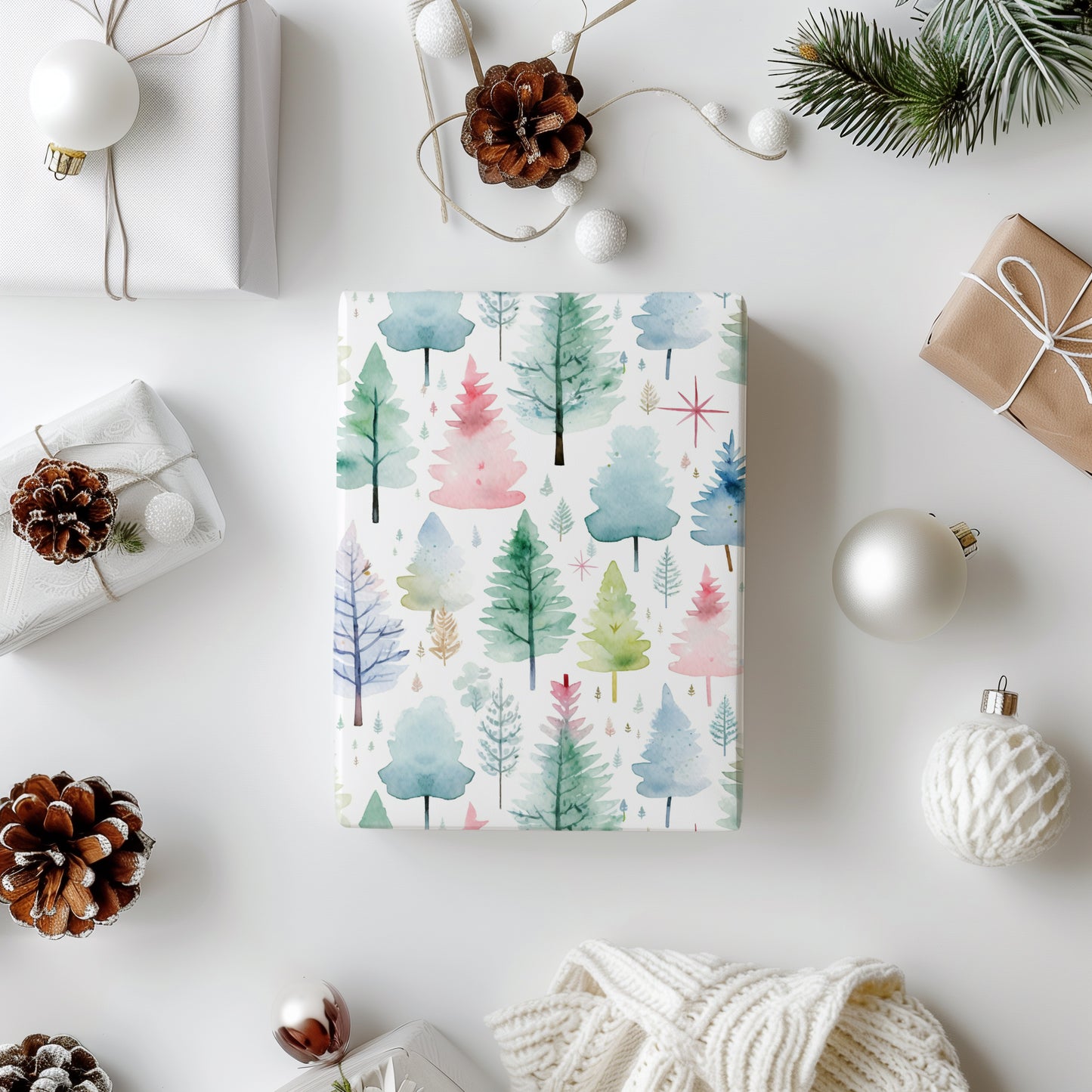 Whimsical Christmas Trees Gift Wrapping Paper