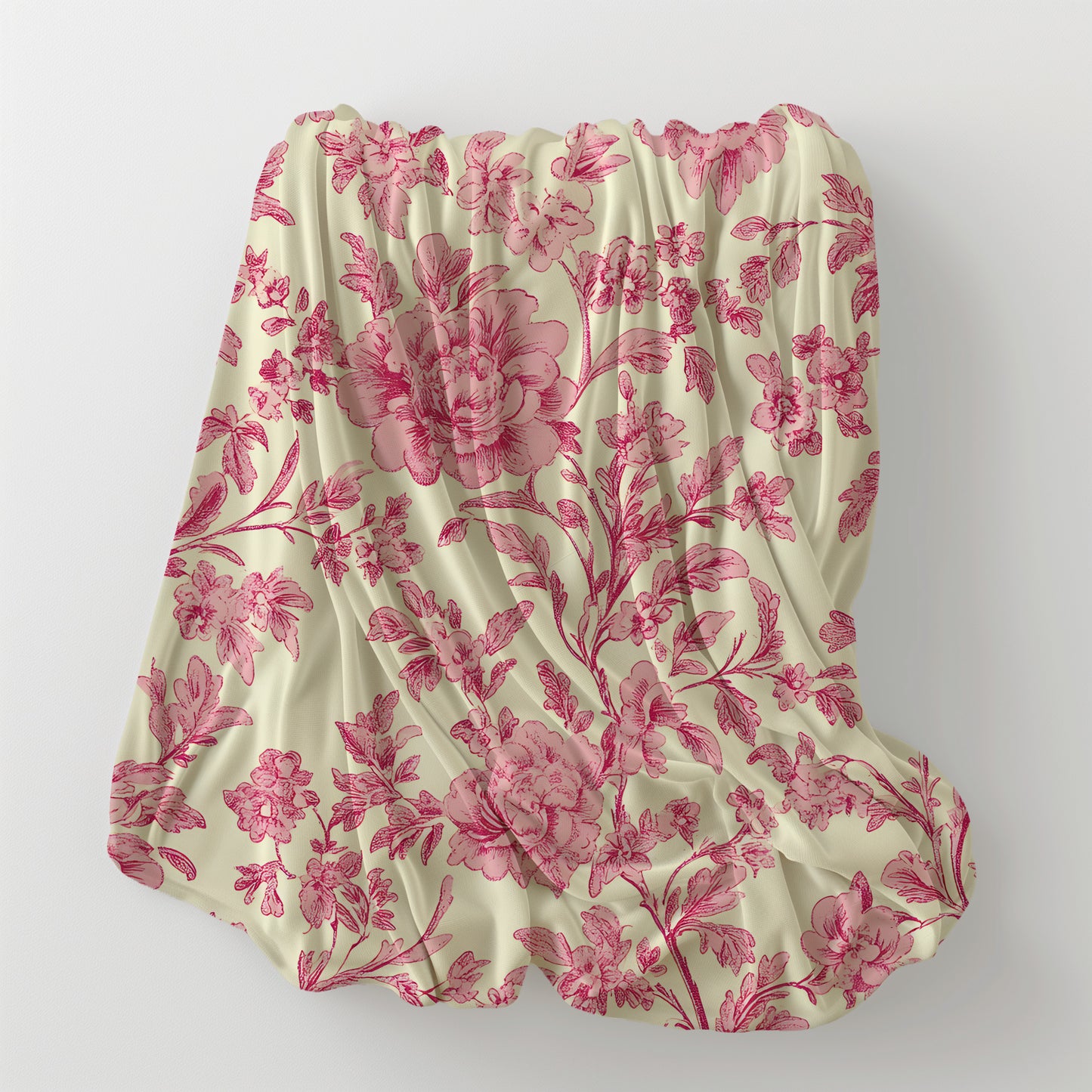 Toile De Jouy Pink Floral Vintage - Velveteen Plush Throw Blanket